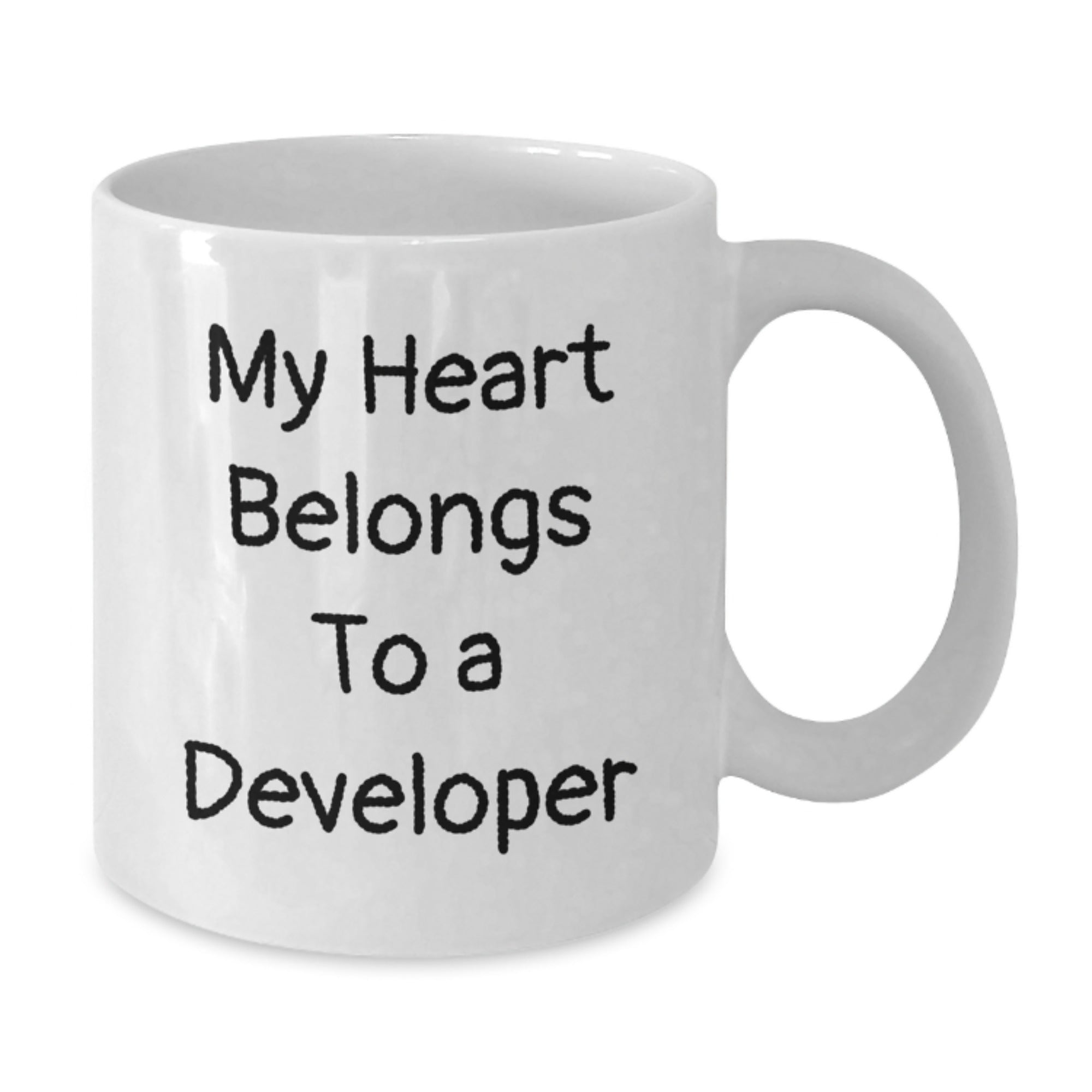 Funny Developer White Coffee Mug, My Heart Belongs To A Developer, Gifts from Friends, Gifts for Developer, Birthday Unique Gifts - Additional