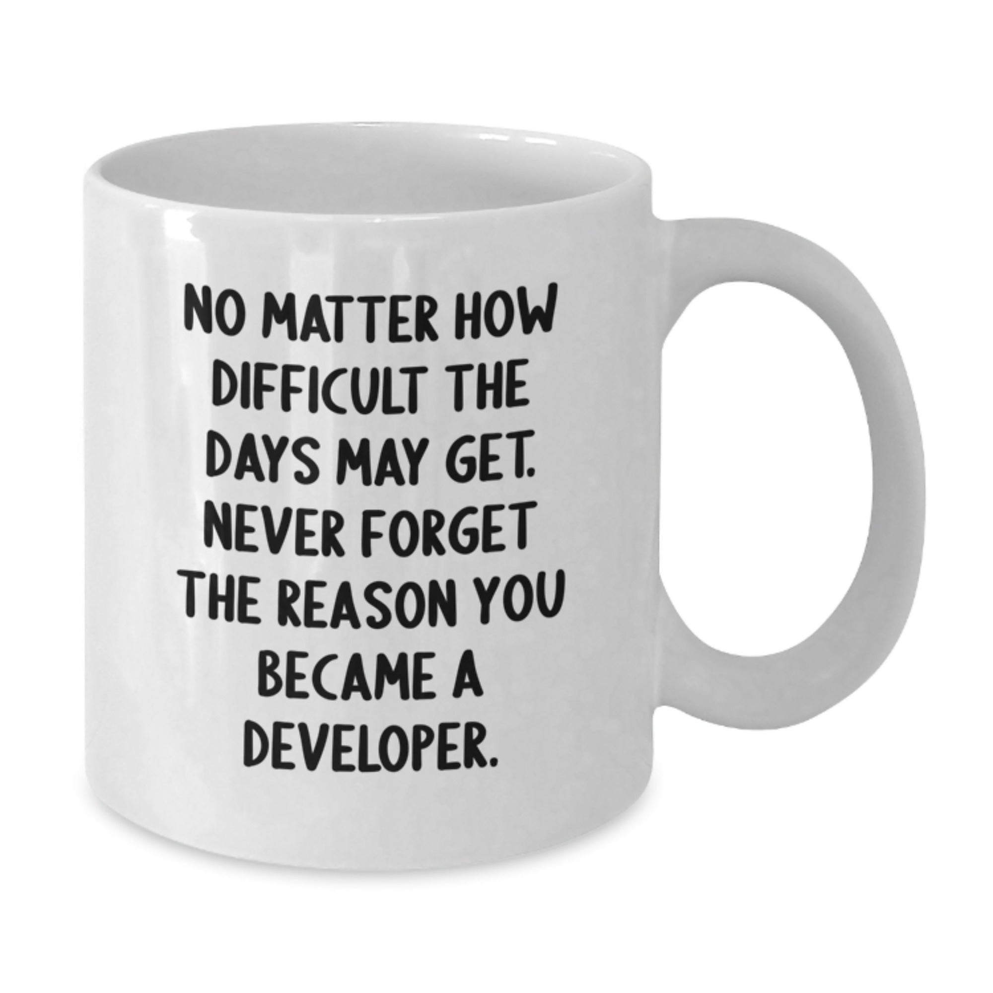 Developer White Coffee Mug - Graduation Unique Gifts from Friends to Men Developers - No Matter How Difficult The Days May Get. Never Forget The Reason You Became A Developer. - Additional