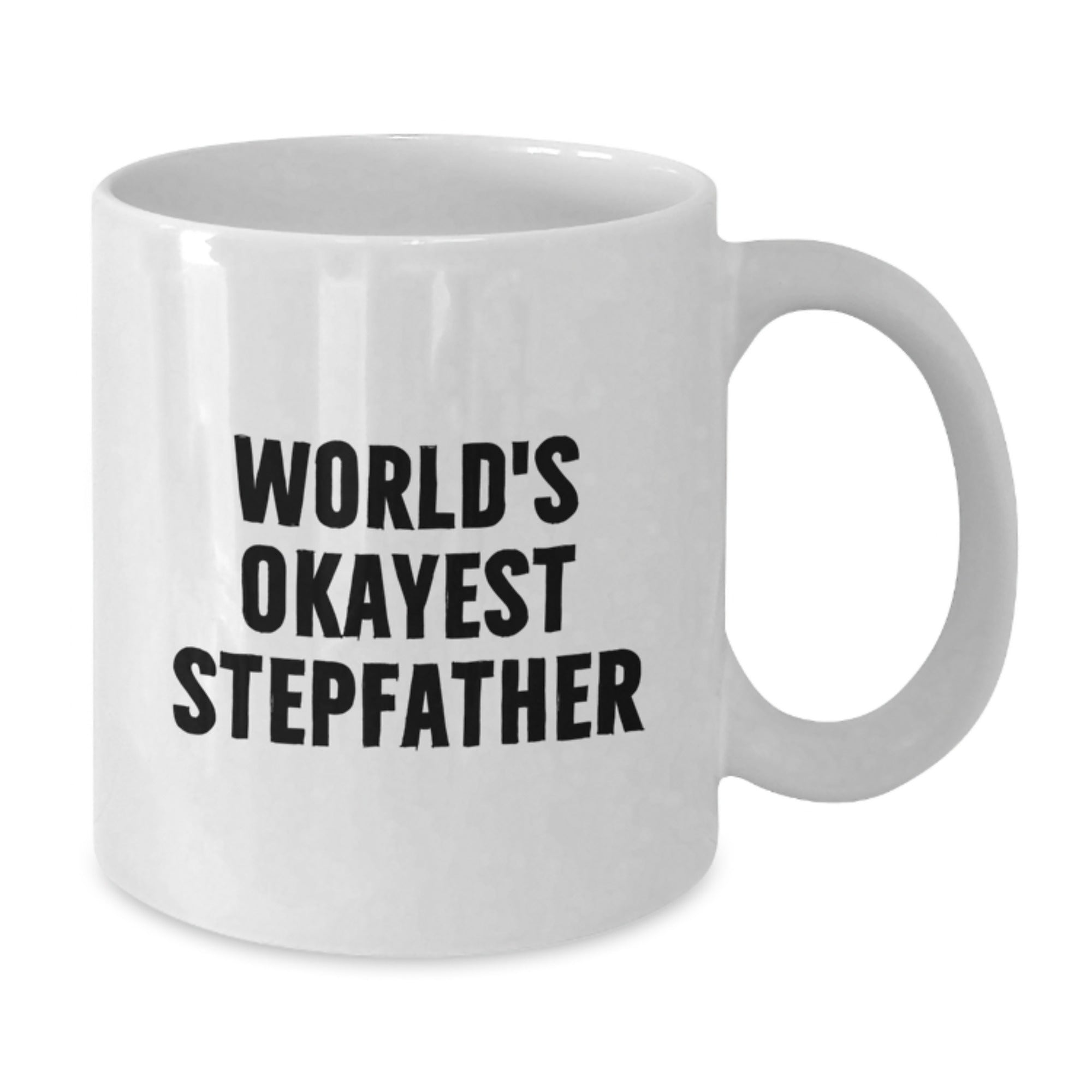 Funny Stepfather Gifts for Men, White Coffee Mugs from Family, Christmas Unique Items with 'World's Okayest Stepfather' Quote - Additional