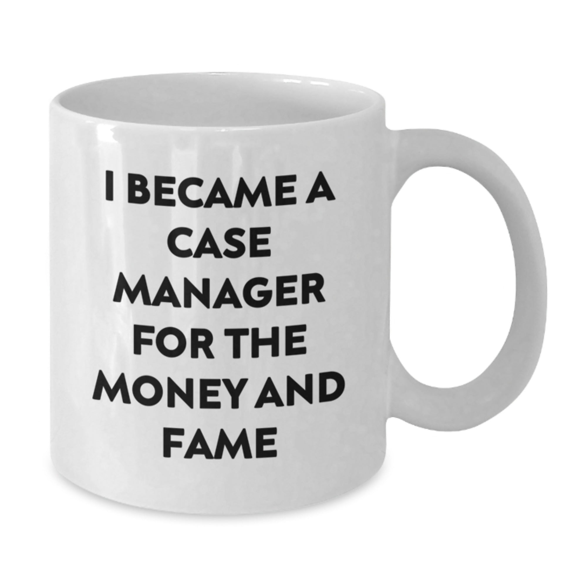 Funny Case Manager Gifts For Men, Unique White Coffee Mugs Christmas Memorable Presents From Friends, 'I Became A Case Manager For The Money And Fame' Quote - Additional