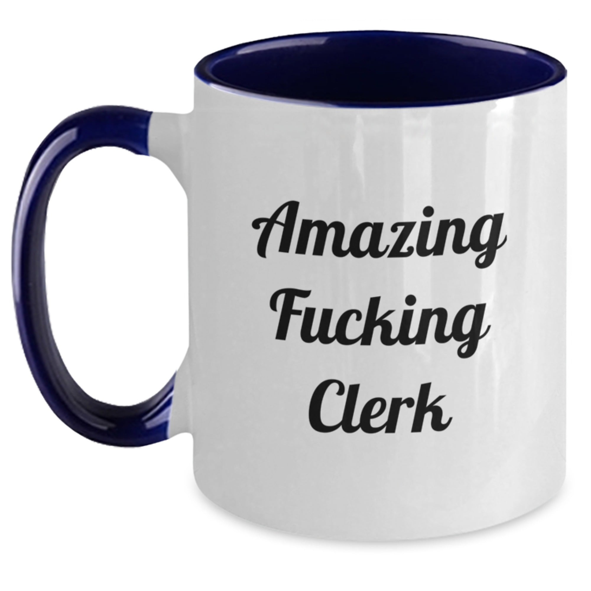 Funny Clerk Gifts from Men, Unique Two Tone Coffee Mugs with Amazing F--king Clerk Quote, Perfect for Clerk Coworkers at Christmas - Main