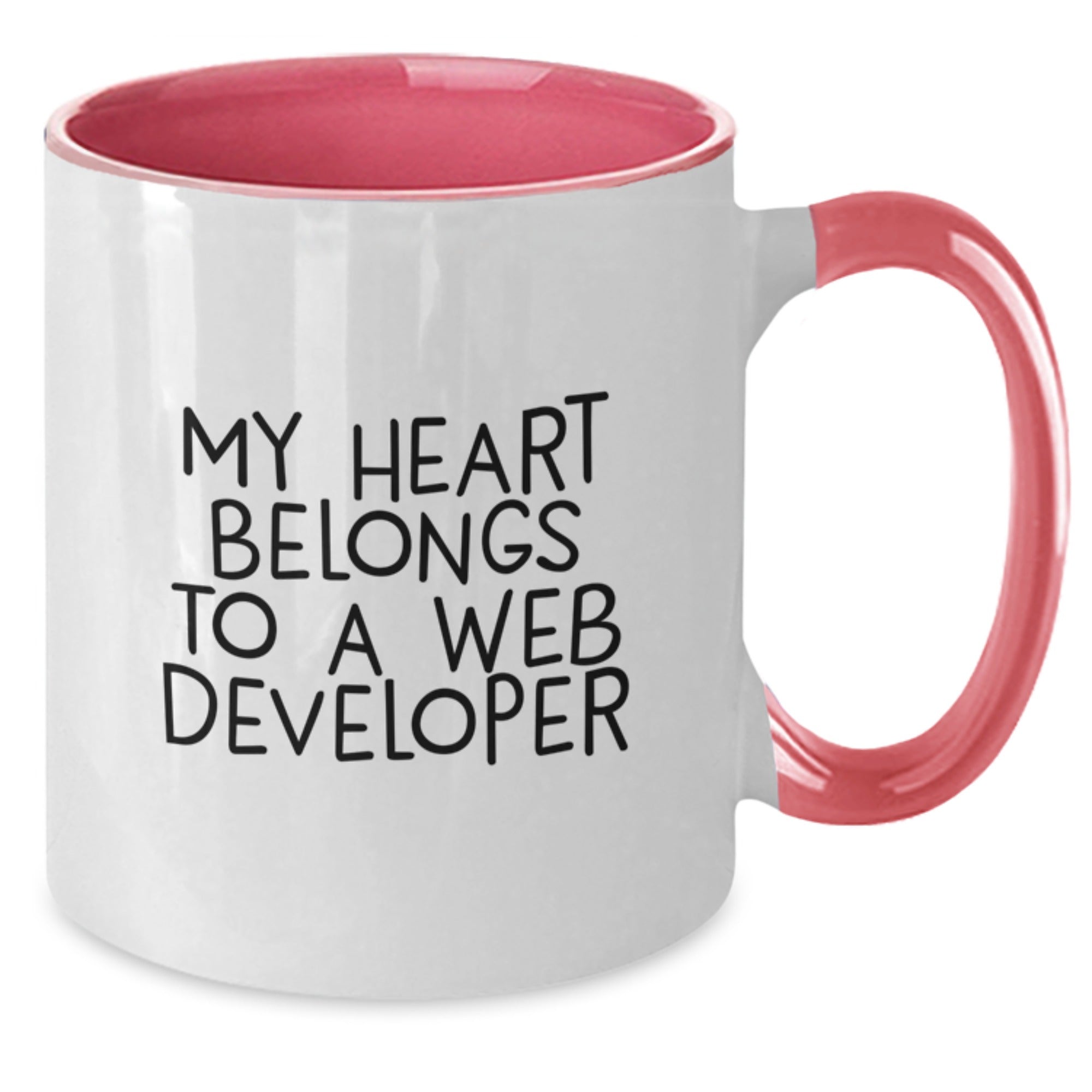 Funny Web Developer Gifts from Friends - My Heart Belongs To A Web Developer Two Tone Coffee Mug, Birthday Unique Presents for Web Developers, 11oz Ceramic Mug - Additional