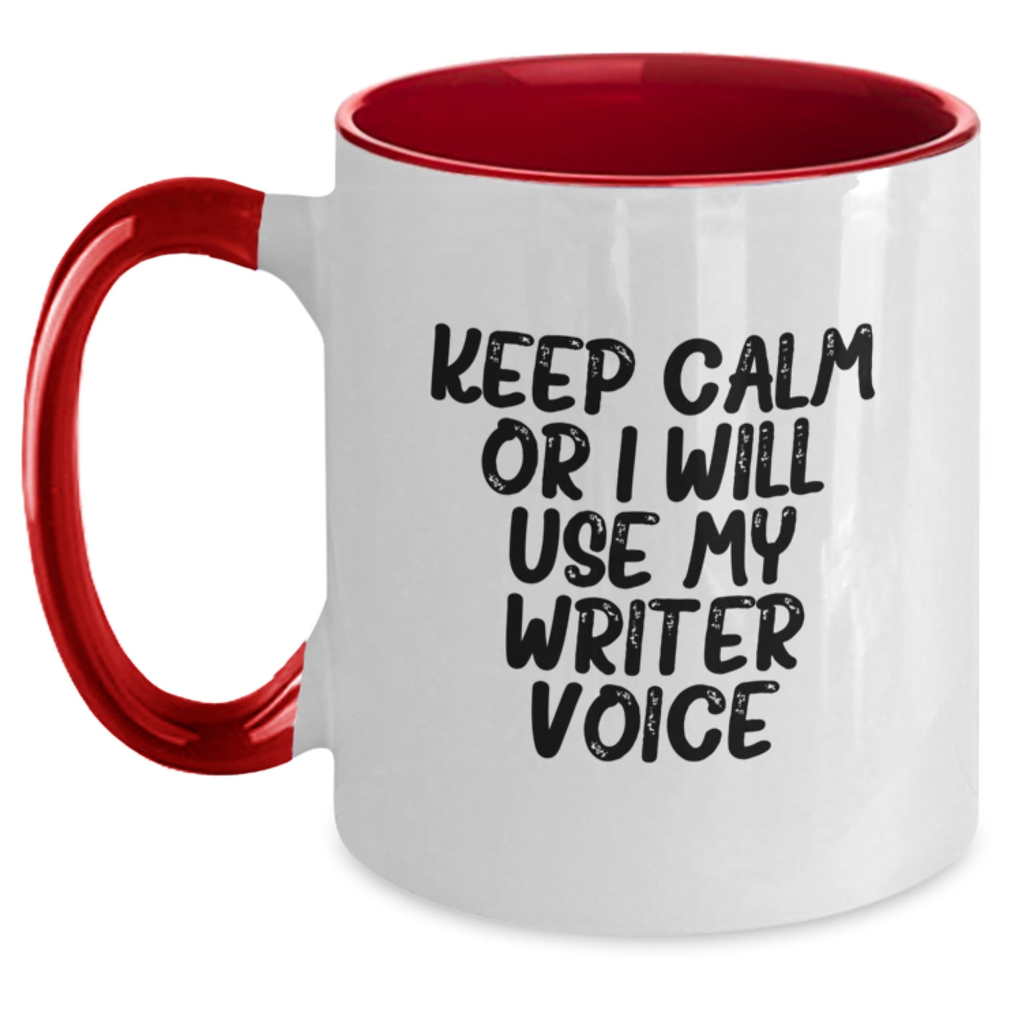 Funny Writer Gifts from Friends Two Tone Coffee Mugs for Writers Keep Calm Or I Will Use My Writer Voice Graduation Unique Gifts - Main