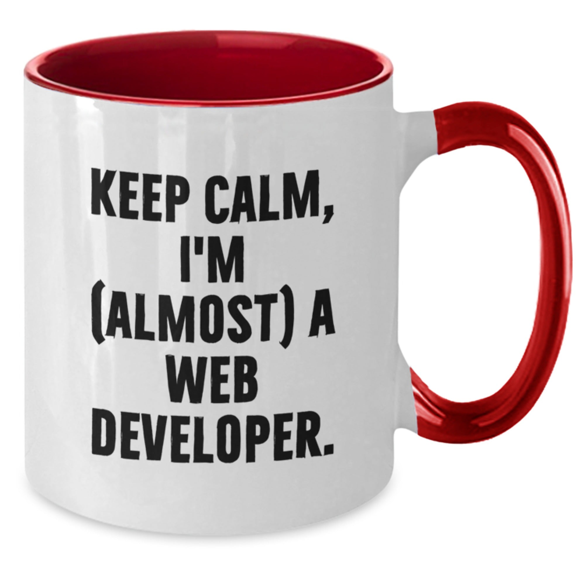 Funny Web Developer Christmas Unique Gifts from Friends Two Tone Coffee Mugs Keep Calm I'm (almost) A Web Developer for Men Women Coworkers Family - Additional
