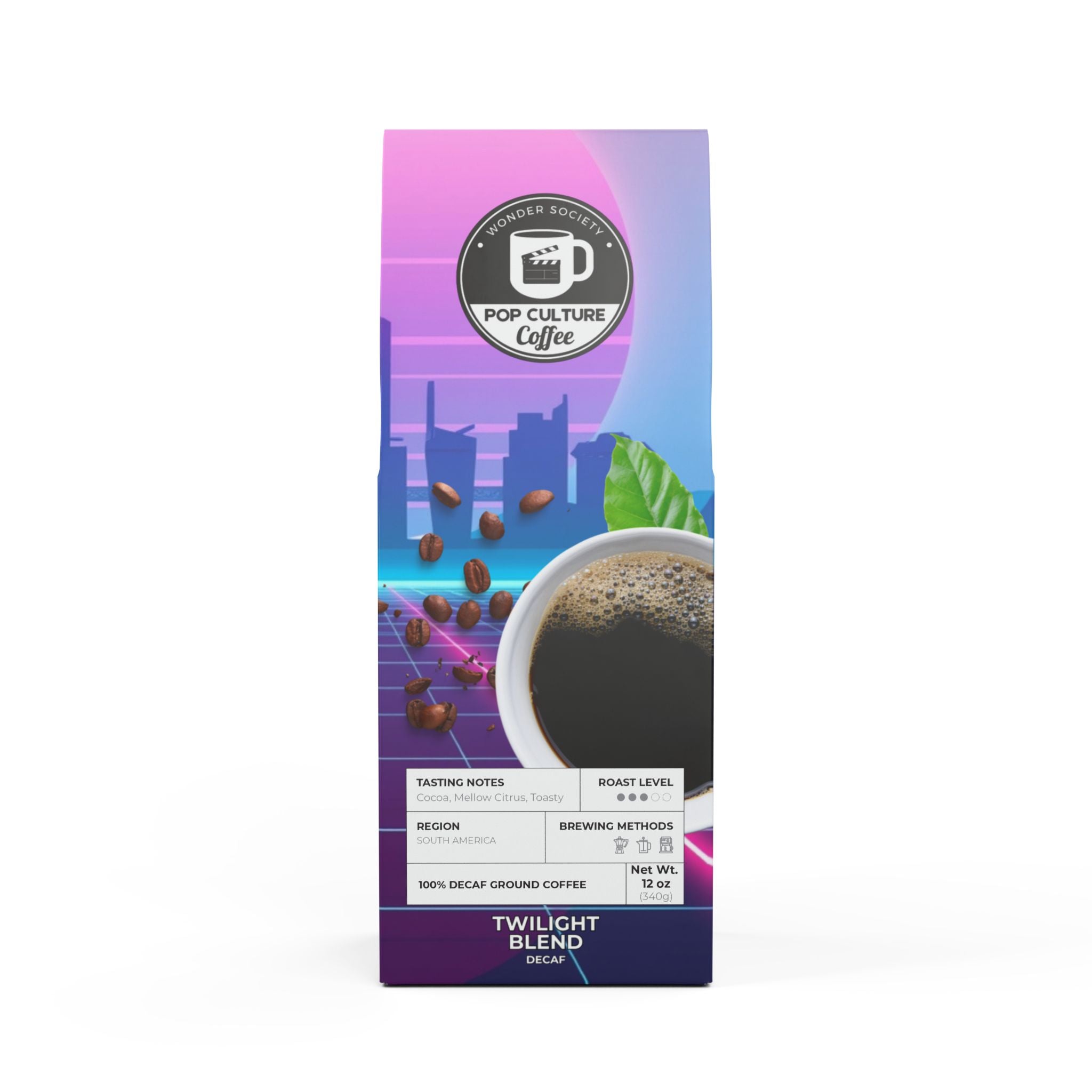 Twilight Blend Decaf Coffee, Sci Fi Inspired Medium Roast, 12oz