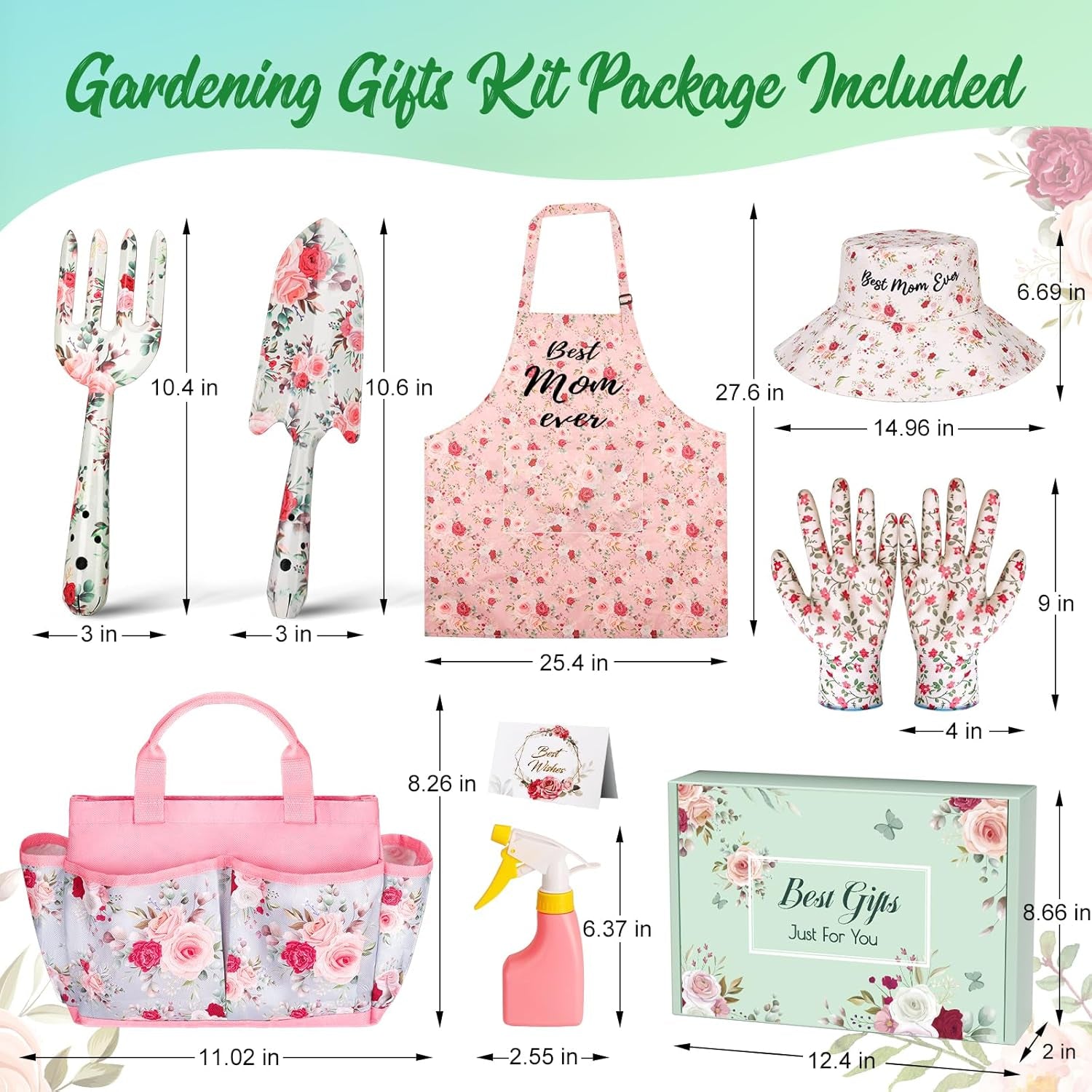 Linkax Mothers Day Mom Gifts for Mothers Wife Daughter, 9-Piece Garden Tools Set Gifts for Adults Women, Spring Gardening Birthday Present for Her Wife Mama Friends Sister Ladies Plant Lovers