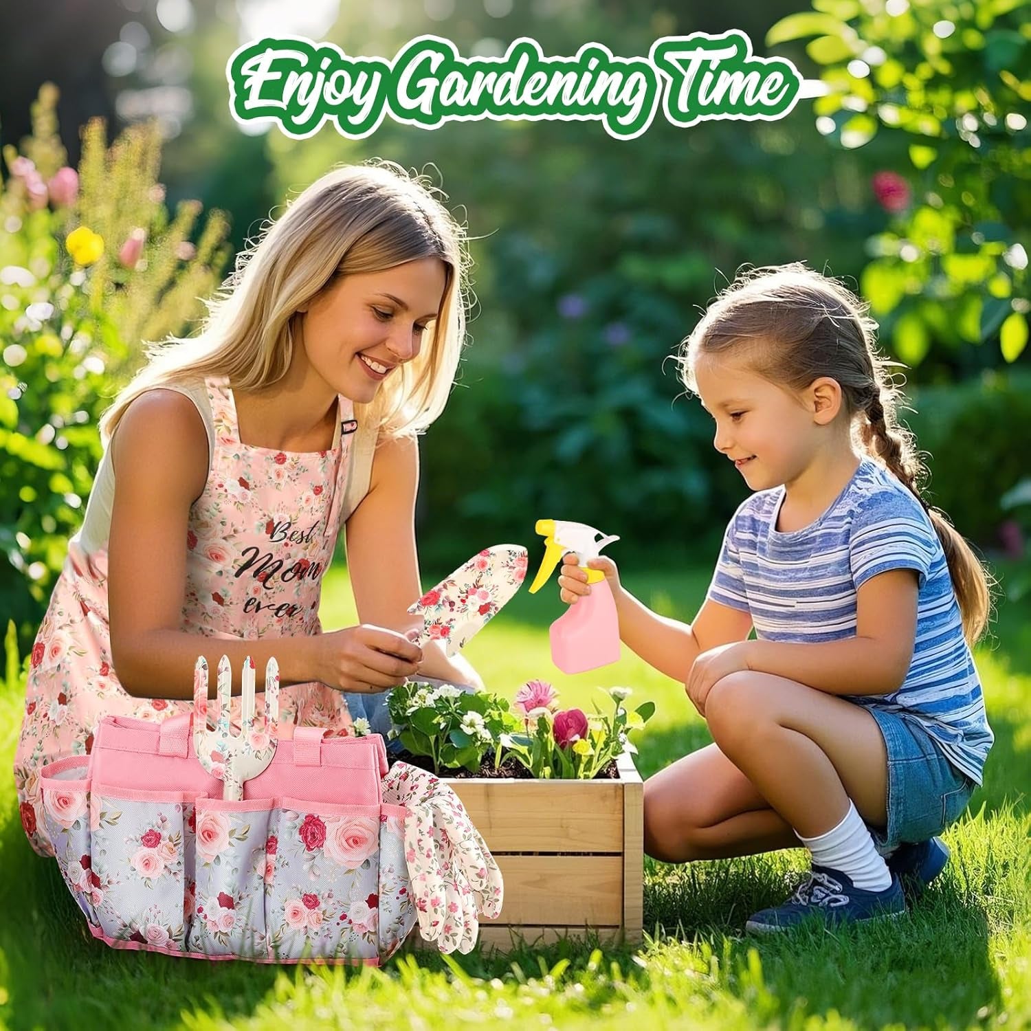 Linkax Mothers Day Mom Gifts for Mothers Wife Daughter, 9-Piece Garden Tools Set Gifts for Adults Women, Spring Gardening Birthday Present for Her Wife Mama Friends Sister Ladies Plant Lovers