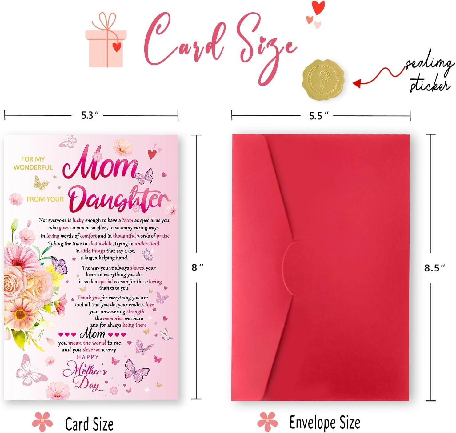 Mothers Day Gifts from Daughter，Happy Mothers Day Card,8X5.3 Inches,Quick-Dry,Eco-Friendly