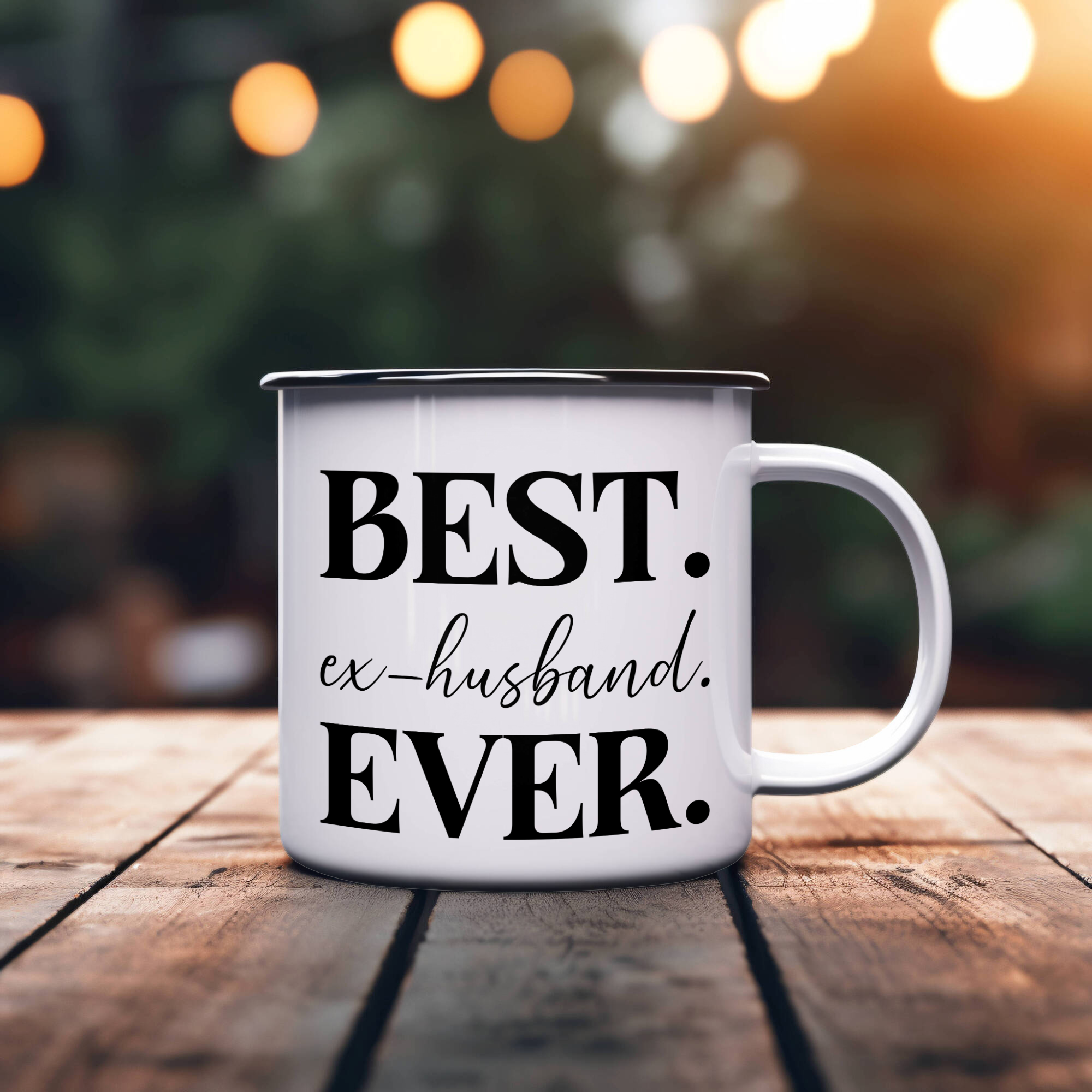 Best ex-husband Ever Coffee Mug, ex-husband Superlative 12oz White Enamel Camping Mug, Stainless Steel Mug Gift for ex-husband
