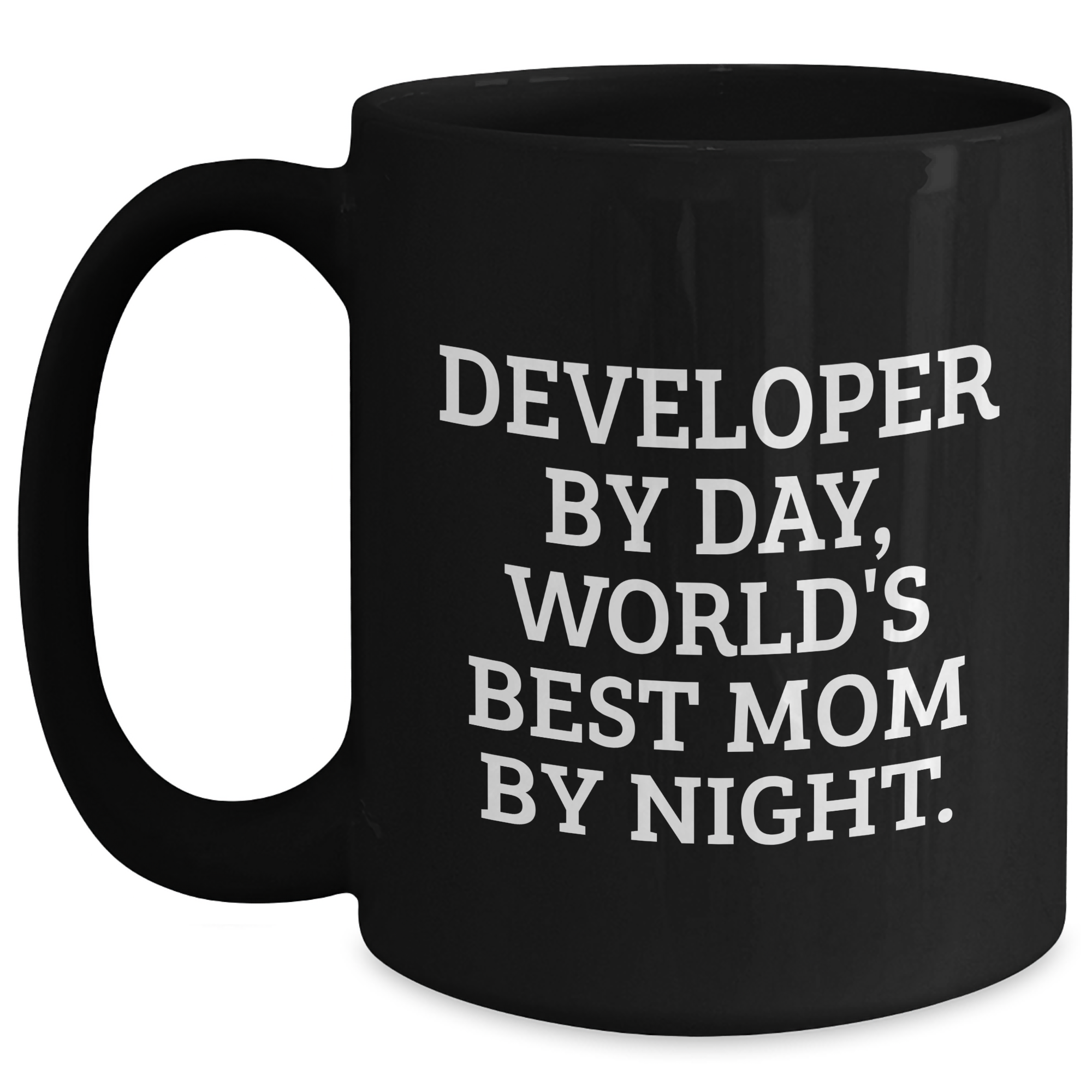 Developer Gifts, Funny Quotes, Black Coffee Mugs, 'Developer By Day, World's Best Mom By Night.' - Gifts from Mom to Developer, Gifts for Developer Dad, Father's Day Unique Gifts - Main