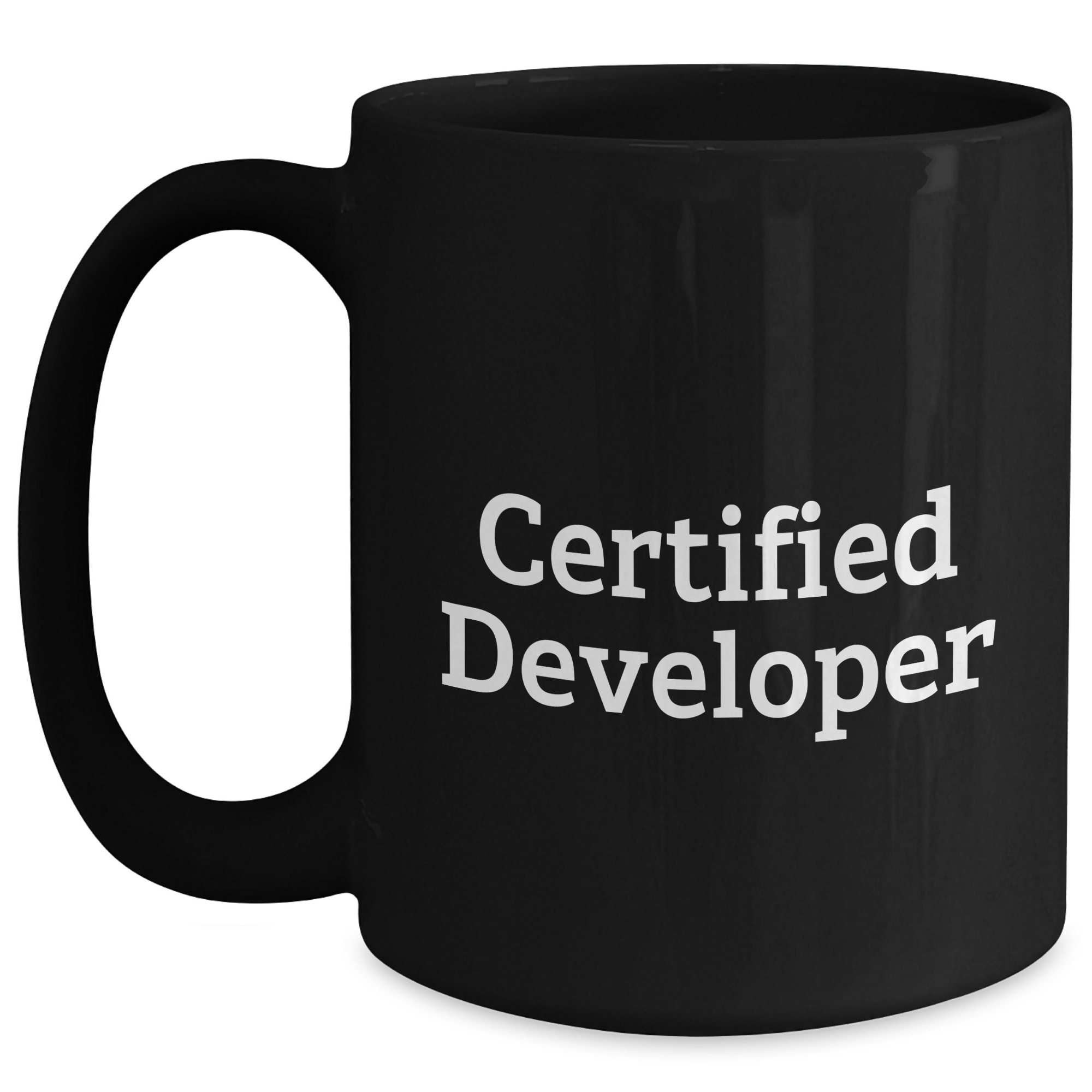 Funny Certified Developer Gifts for Him, Black Coffee Mug with Inspirational Quote, Perfect Unique Father's Day Unique Gift from Men to Developer Friends - Main