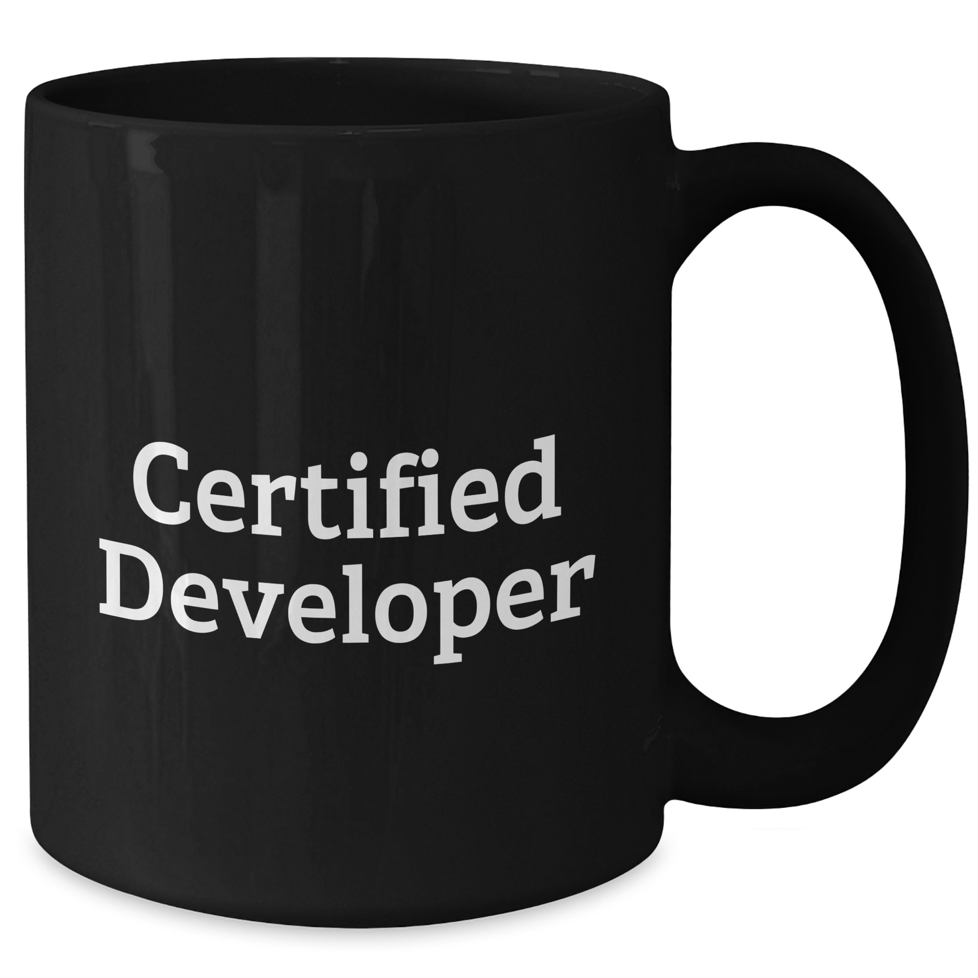 Funny Certified Developer Gifts for Him, Black Coffee Mug with Inspirational Quote, Perfect Unique Father's Day Unique Gift from Men to Developer Friends - Additional