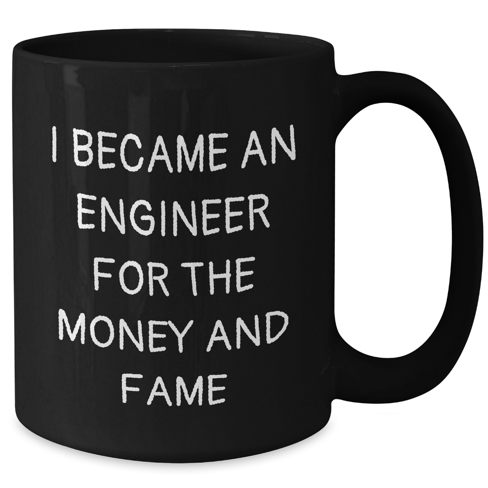 Funny Engineer Gifts from Friends for Graduation Unique Black Coffee Mugs 'I Became An Engineer For The Money And Fame' - Additional