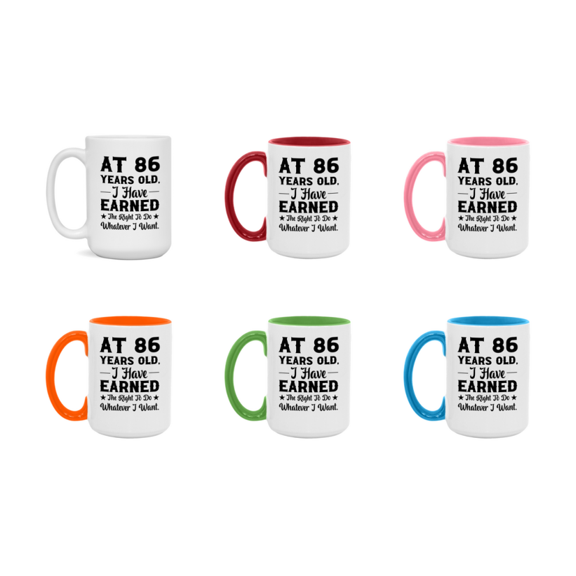 Birthday Gift for 86 Year Old Men and Women, Funny Coffee Mug, 11oz or 15oz Ceramic White Cup