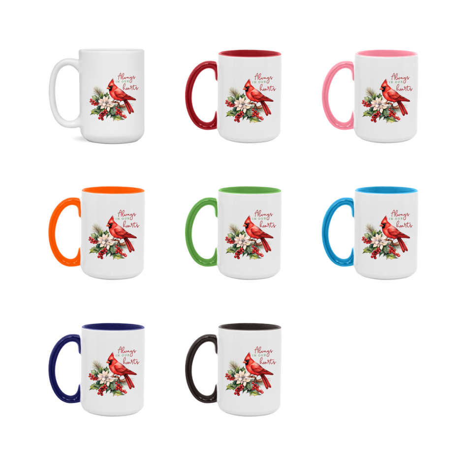 Red Cardinal Mug – Northern Red Cardinal Christmas Mug with Heartfelt Message, 11oz or 15oz White Ceramic Coffee Cup