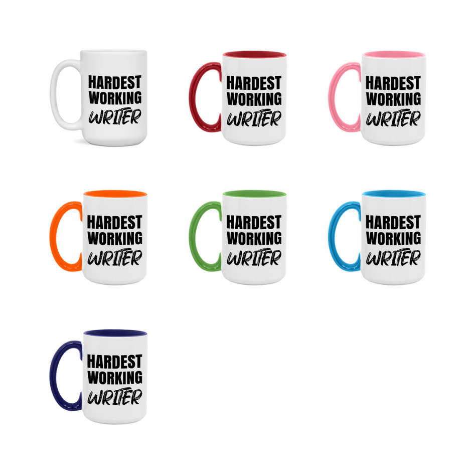 Writer Superlative Mug, Hardest Working Writer, 11oz or 15oz Ceramic Coffee Mug, Double-Sided Cup, Gift for Writer, Coworker Gift, Boss Gift