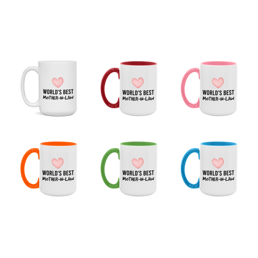 World's Best Mother-In-Law Mug, Mother-In-Law Superlative Coffee Mug, 11oz or 15oz Ceramic Cup, Gift for Mother-In-Law