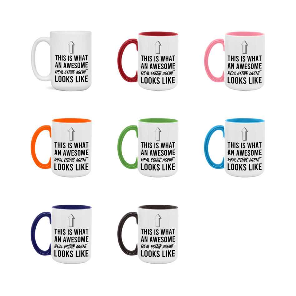 Funny Real Estate Agent Mug - This Is What An Awesome Real Estate Agent Looks Like - 11oz or 15oz Ceramic Coffee Cup - Novelty Gift for Real Estate Agent Professionals