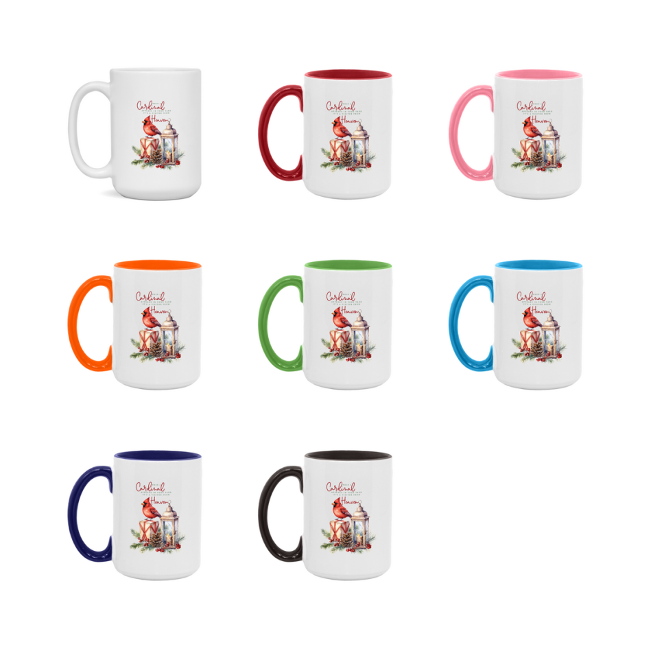 Red Cardinal Mug – Northern Red Cardinal Christmas Mug with Heartfelt Message, 11oz or 15oz White Ceramic Coffee Cup
