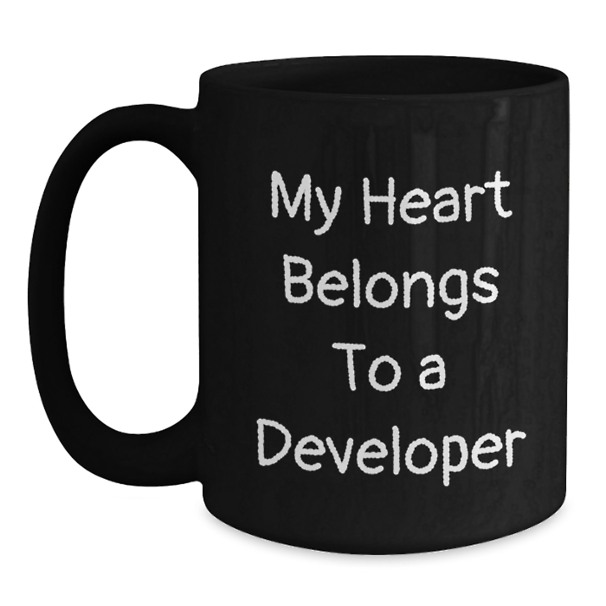 Funny Developer Gifts, My Heart Belongs To A Developer, Black Coffee Mug, Birthday Unique Gifts from Friends, Gifts for Developer - Main