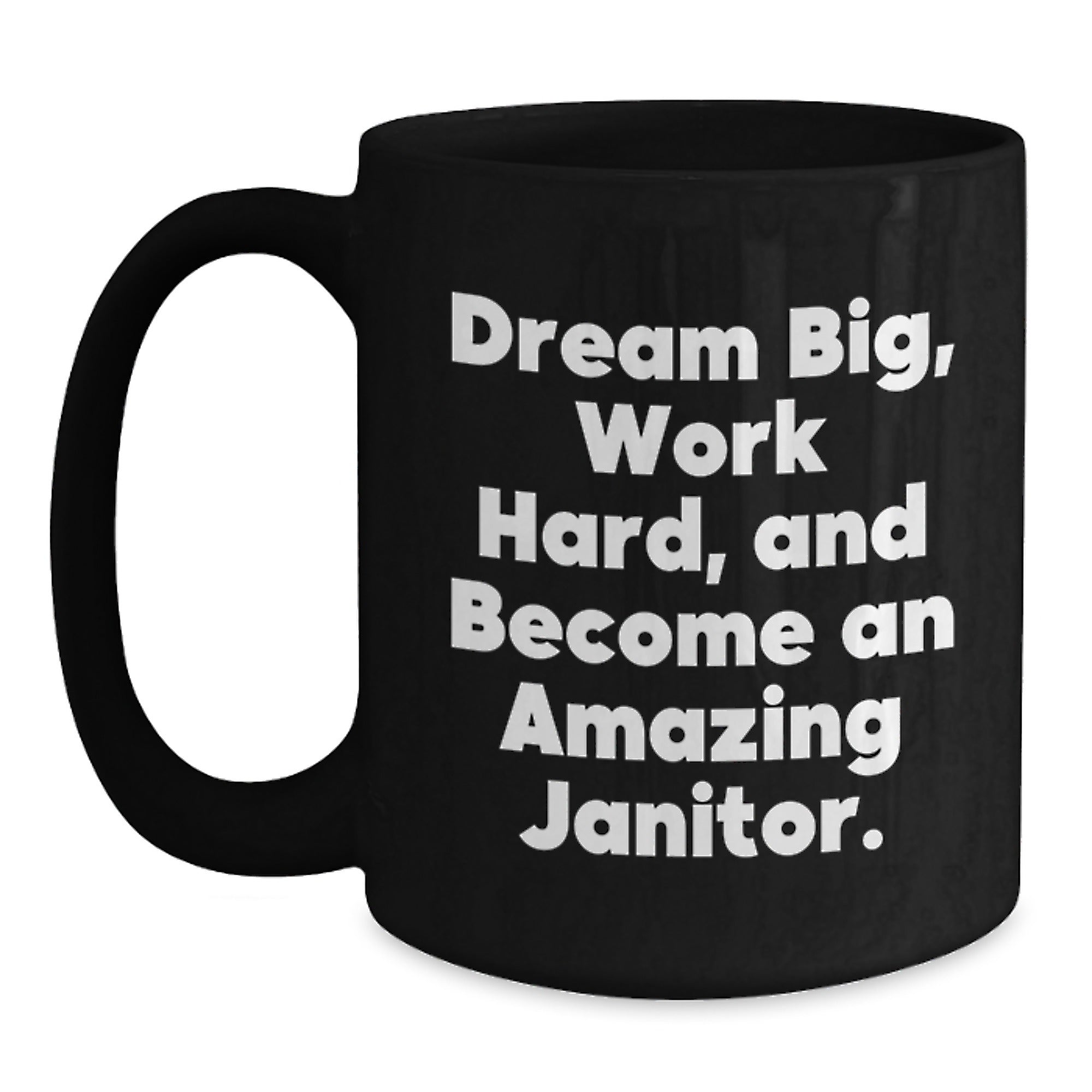 Funny Janitor Gifts for Men, Inspirational Black Coffee Mug, Christmas Unique Presents, Gifts from Family Friends Coworkers - Main