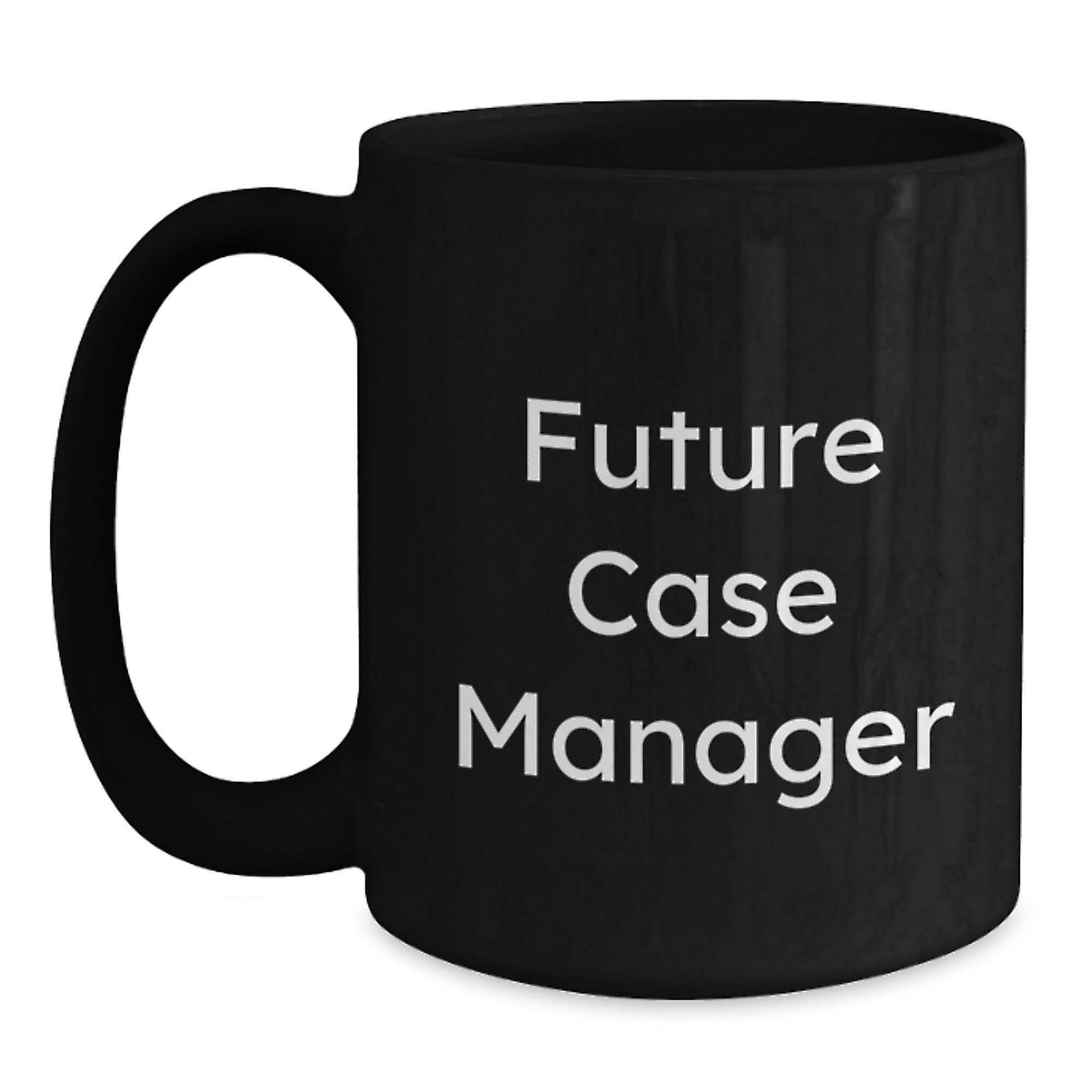 Funny Inspirational Case Manager Gifts for Men from Friends, Black Coffee Mug with Quote 'Future Case Manager', Christmas Unique Presents - Main