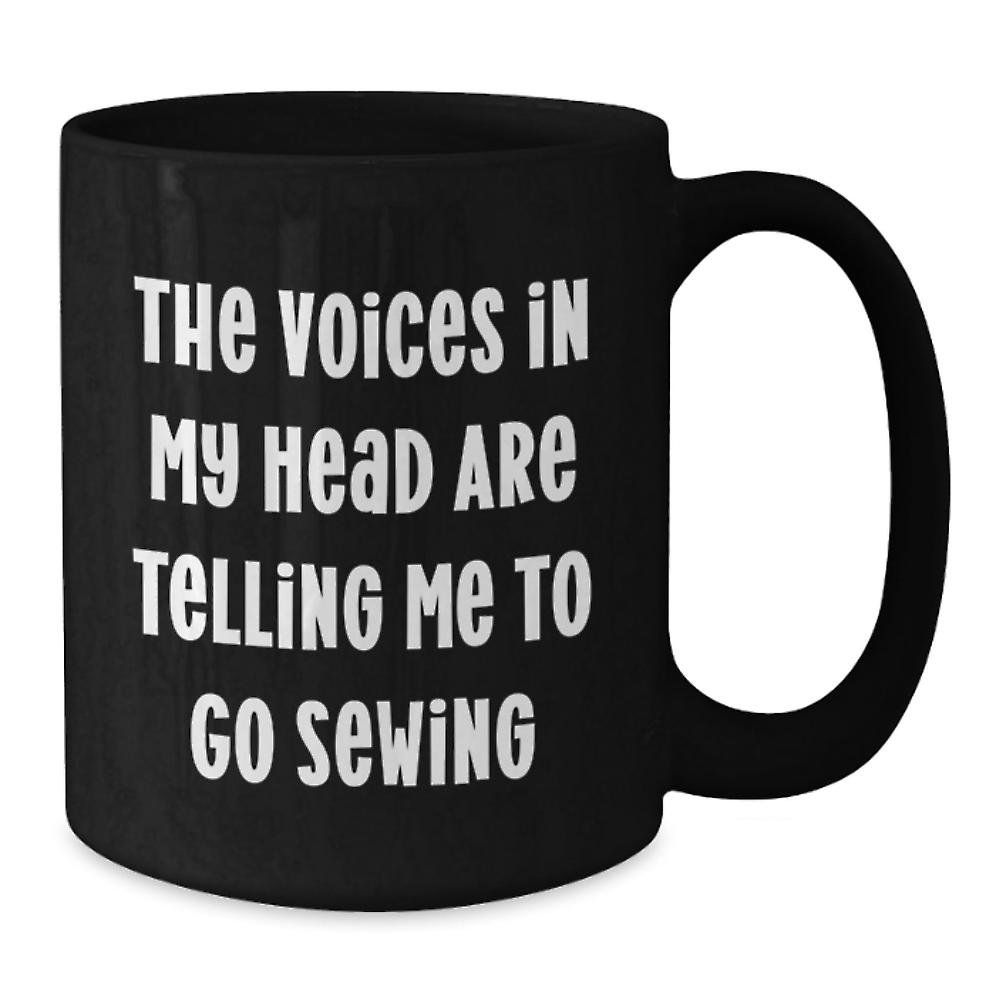 Funny Sewing Gifts for Sewing Lovers, 'The Voices In My Head Are Telling Me To Go Sewing' Black Coffee Mug, Perfect Christmas Unique Gifts from Friends to Fellow Sewing Enthusiasts - Additional