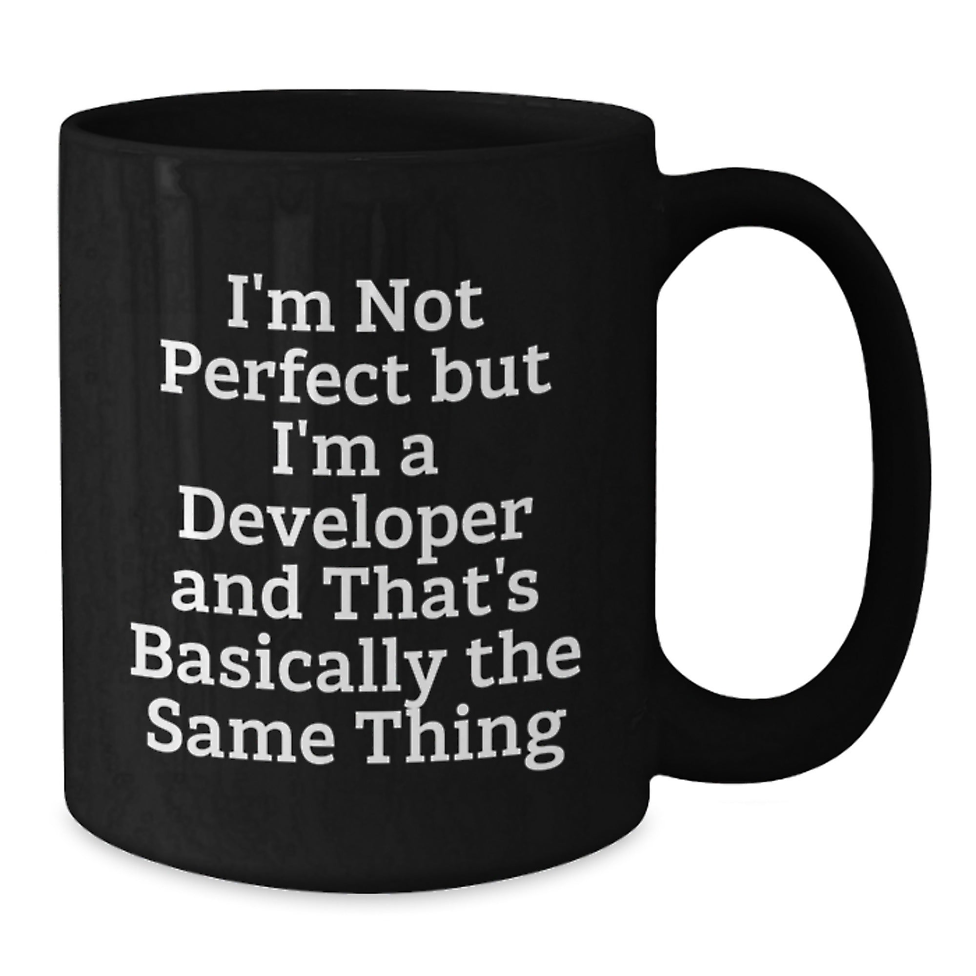 Funny Developer Mugs for Men, Gifts from Friends for Birthday, I'm Not Perfect Developer Gifts, Black Coffee Mug - Additional
