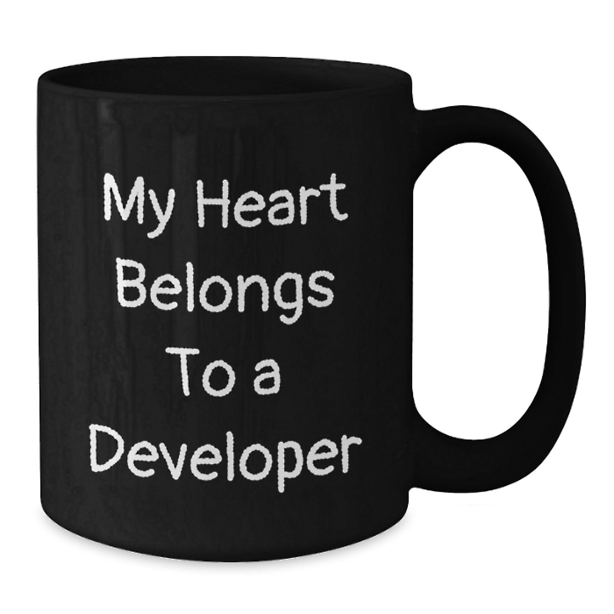 Funny Developer Gifts, My Heart Belongs To A Developer, Black Coffee Mug, Birthday Unique Gifts from Friends, Gifts for Developer - Additional
