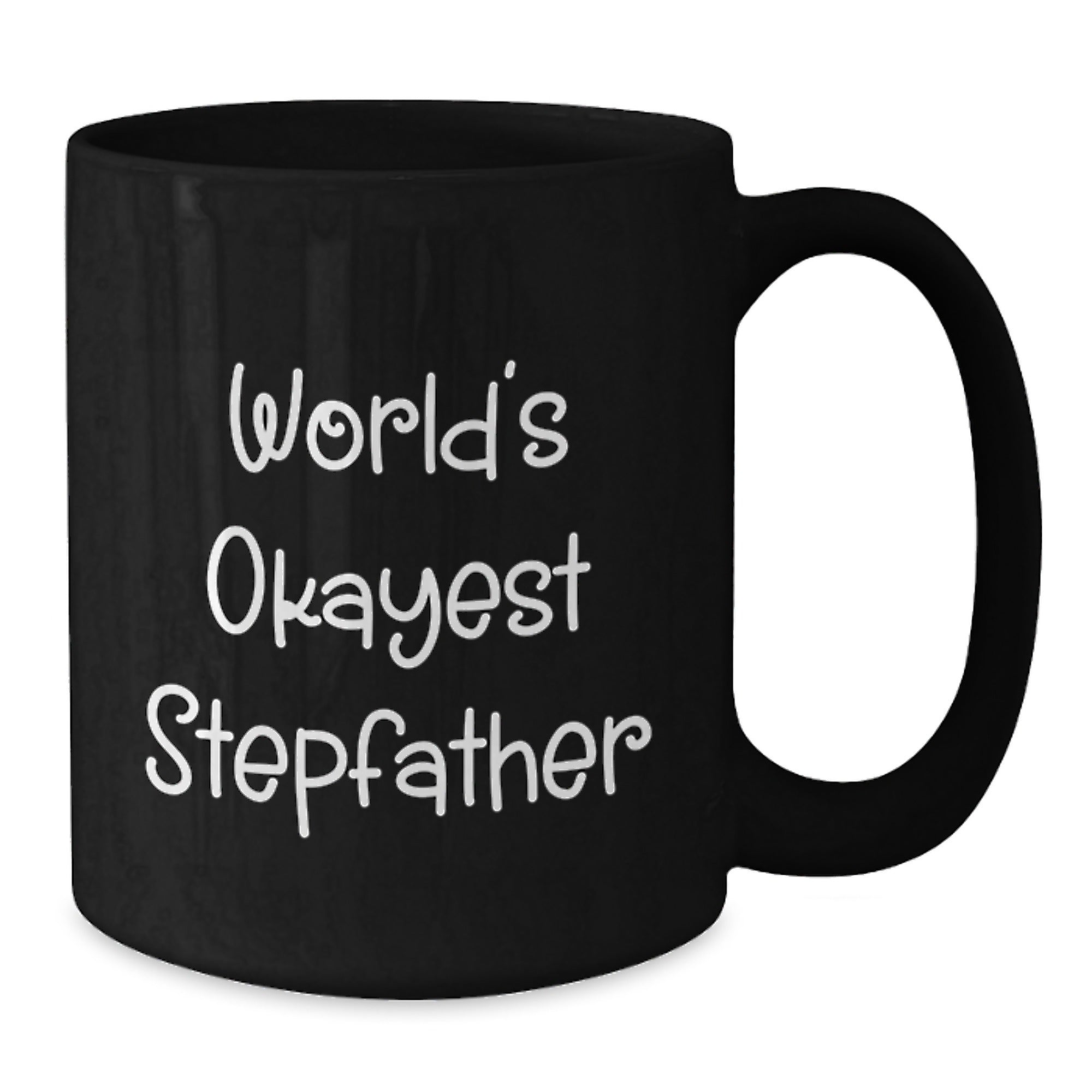 Funny Stepfather Gifts from Men to Stepfather, Unique Christmas Unique Gifts for Stepfather, World's Okayest Stepfather Black Coffee Mug - Additional