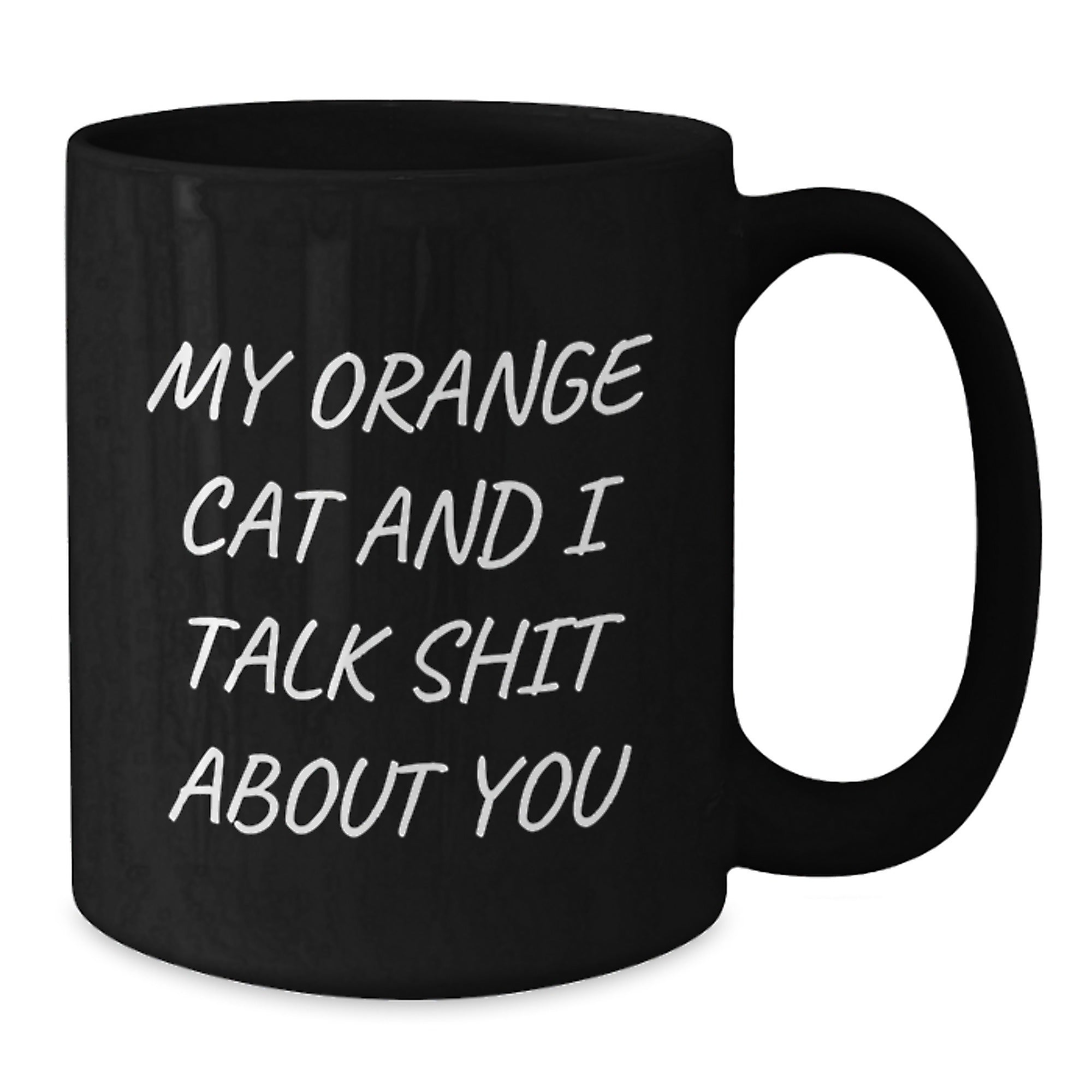 Funny Orange Cat Gifts, Black Coffee Mug for Dad, 'My Orange Cat And I Talk Shit About You' Quote, Perfect Unique Father's Day Unique Gift from Men to Men - Additional