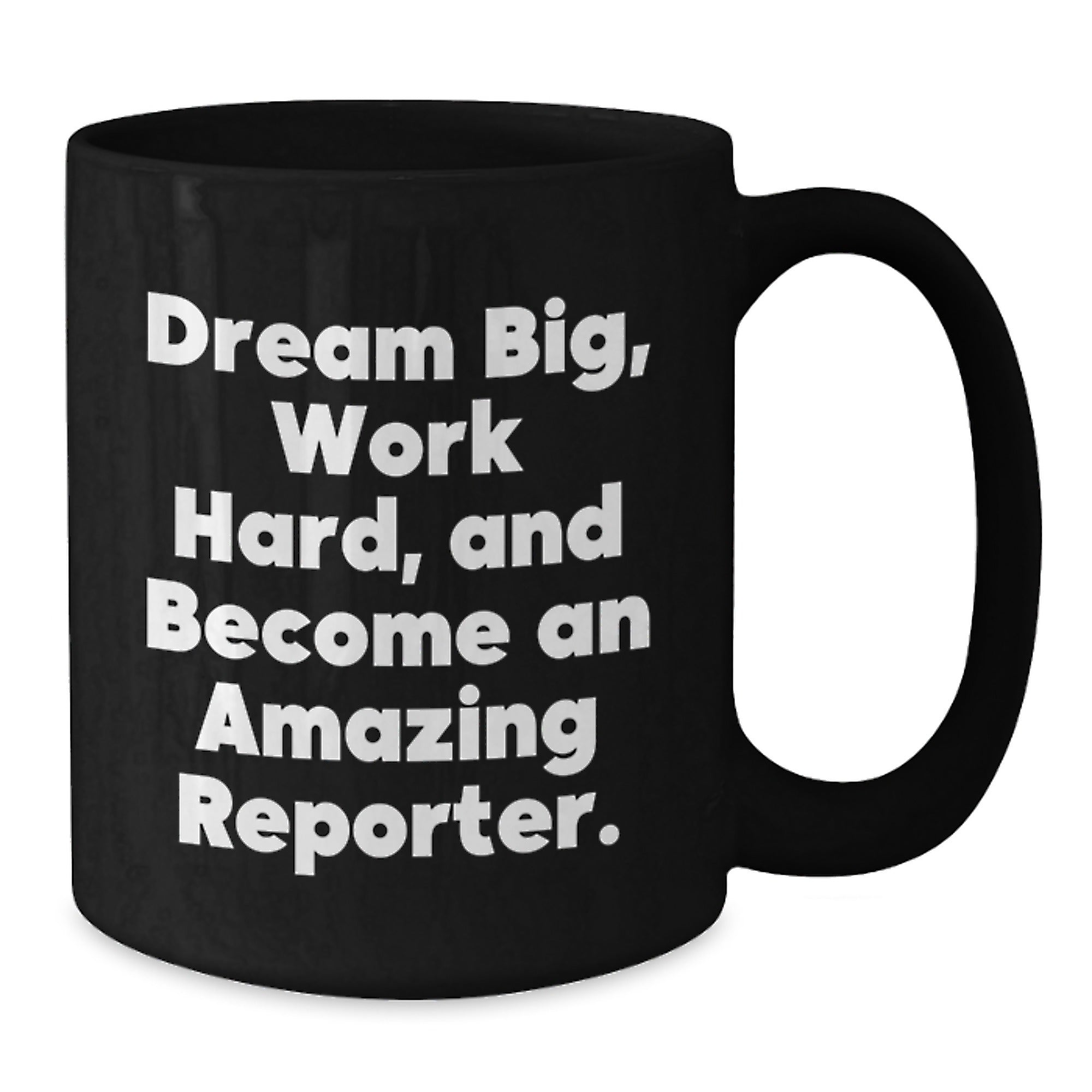 Cute Reporter Gifts for Men Women Friends, Black Coffee Mug with Inspirational Quote, Perfect for Christmas Unique Gifts from Family - Additional
