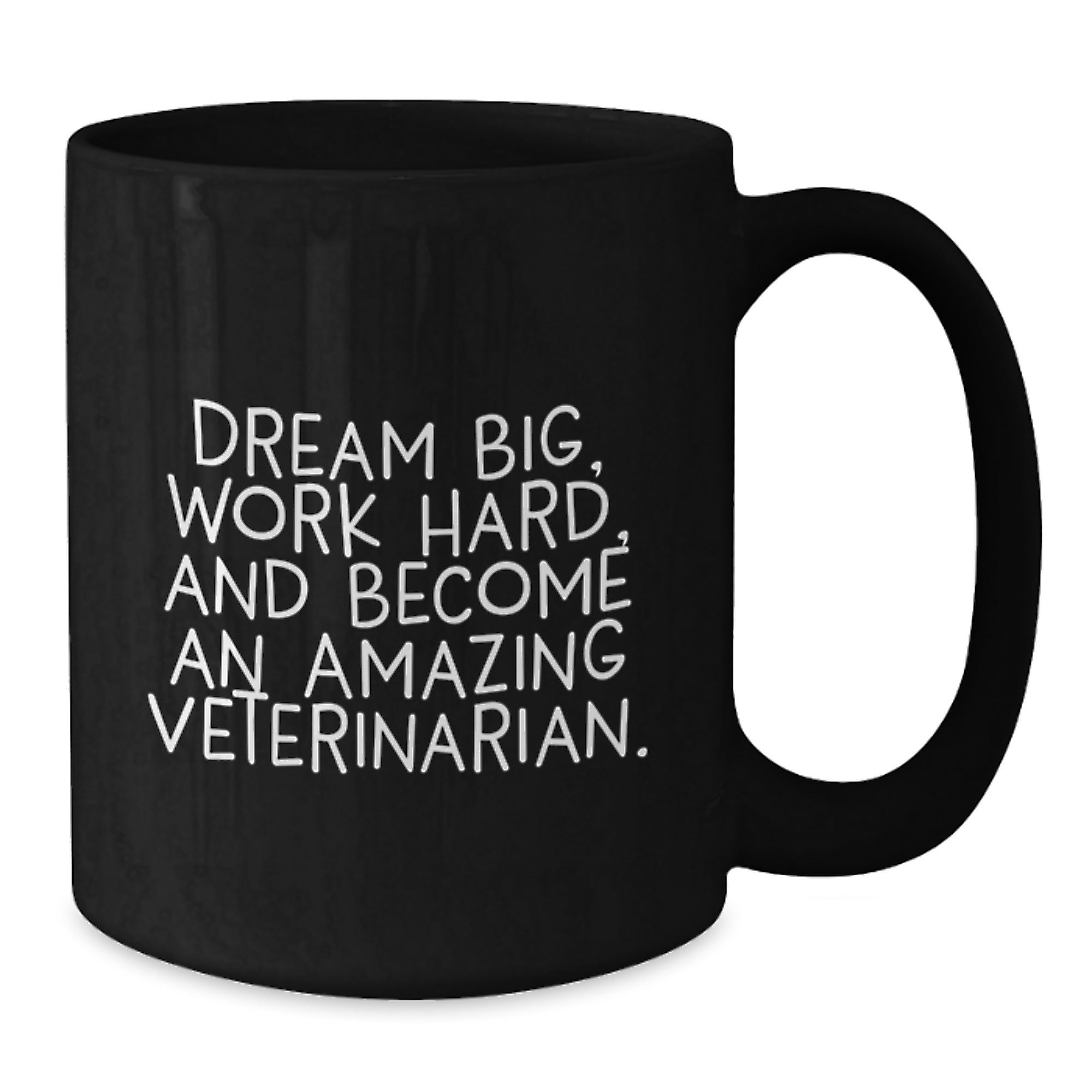 Funny Veterinarian Christmas Unique Gifts from Friends, Black Coffee Mug for Veterinarian with Inspirational Quote, Dream Big Work Hard Become Amazing - Additional