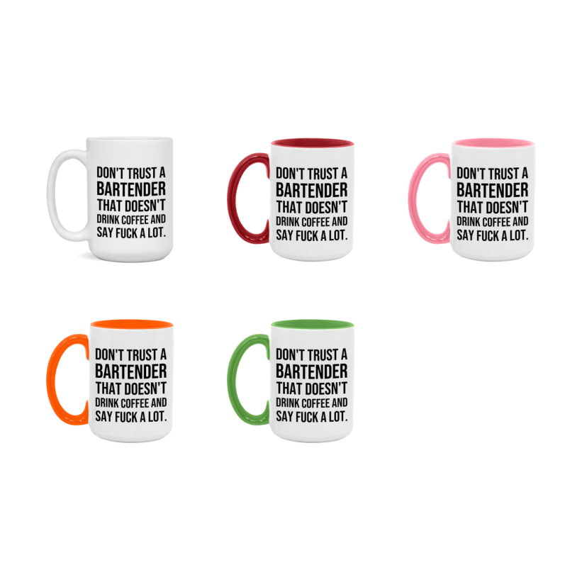 Funny Coffee Mug – Don't Trust A Bartender That Doesn't Drink Coffee, 11oz or 15oz Black Ceramic Mug, Novelty Gift for Bartender