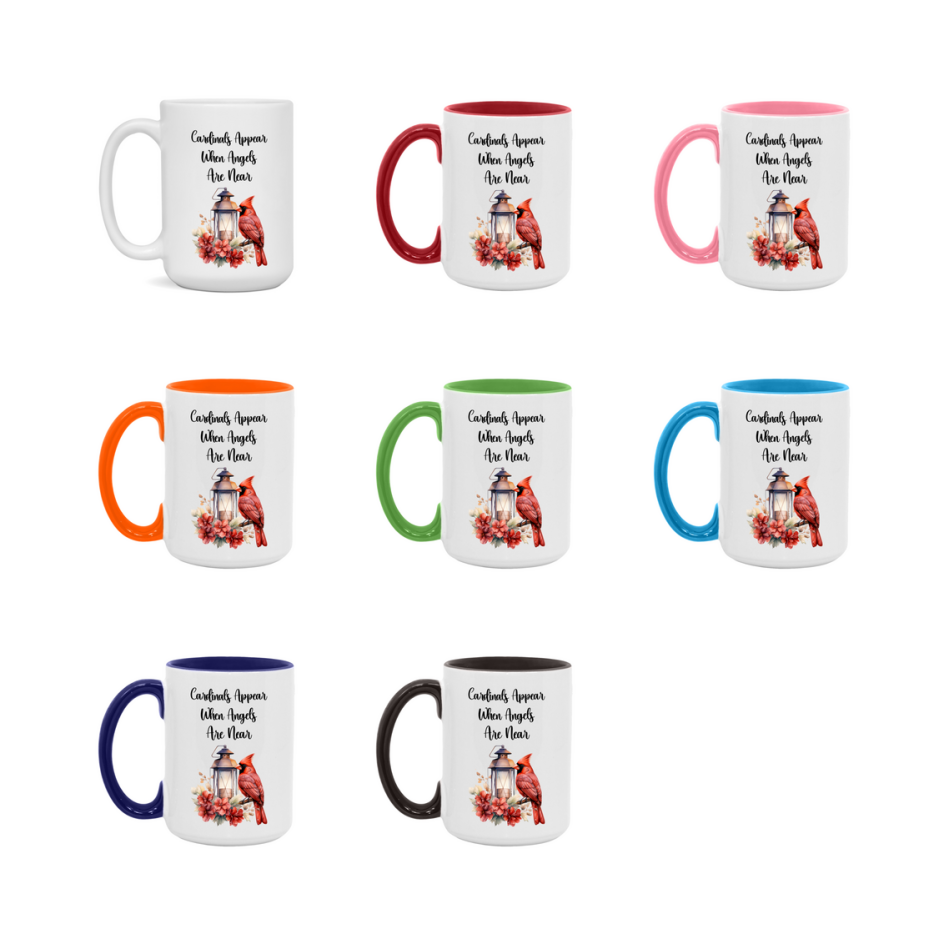 Red Cardinal Mug – "Cardinals Appear When Angels Are Near," 11oz or 15oz Ceramic Christmas Coffee Mug Gift for Cardinal Lovers