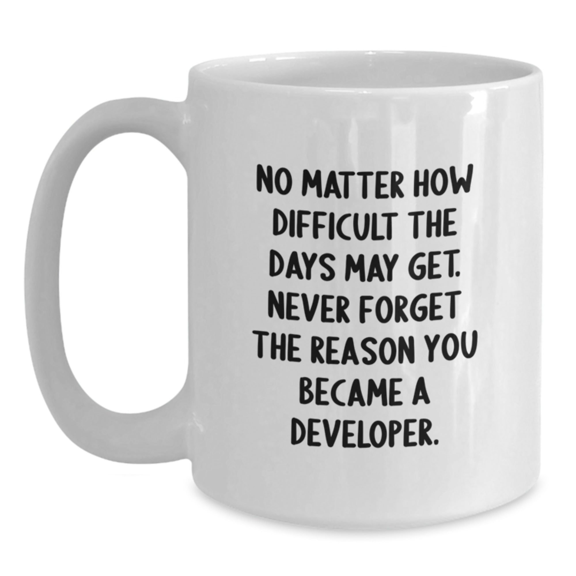 Developer White Coffee Mug - Graduation Unique Gifts from Friends to Men Developers - No Matter How Difficult The Days May Get. Never Forget The Reason You Became A Developer. - Main
