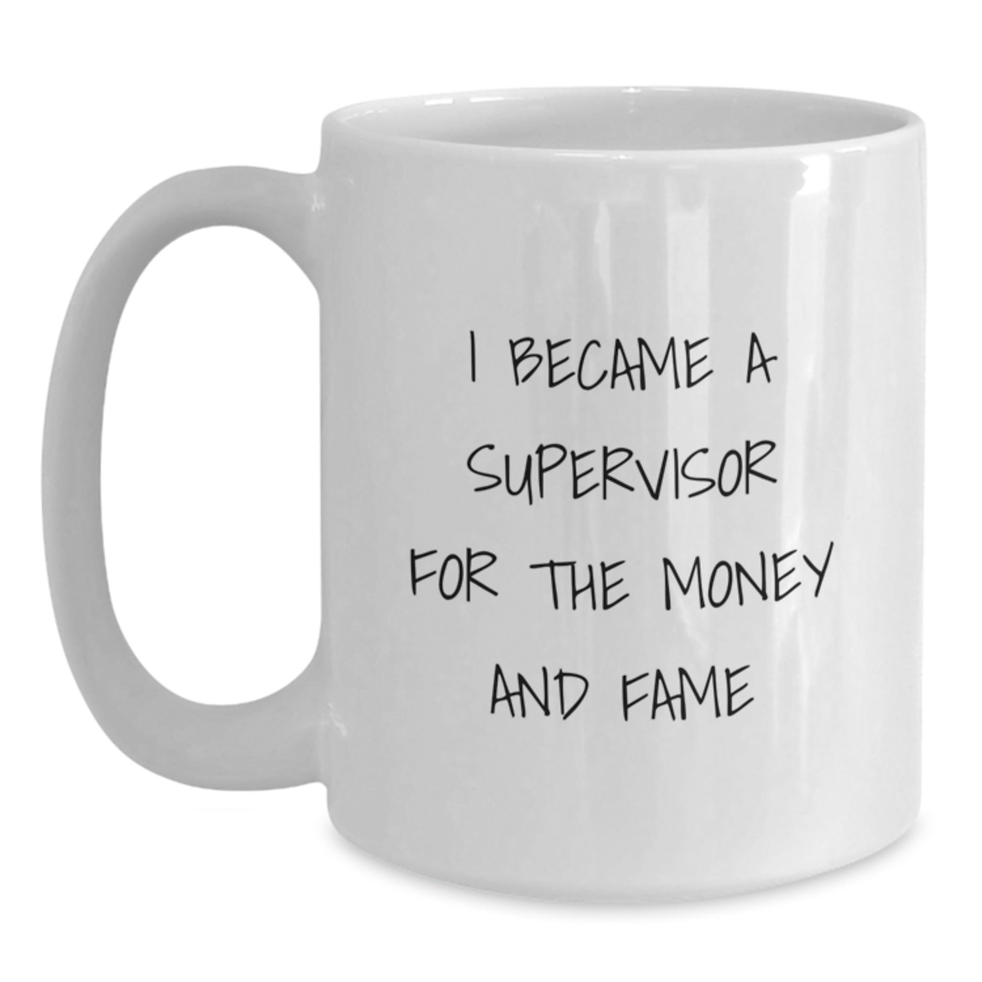 Funny Supervisor Gifts for Men from Friends - White Coffee Mug I Became A Supervisor For The Money And Fame - Main