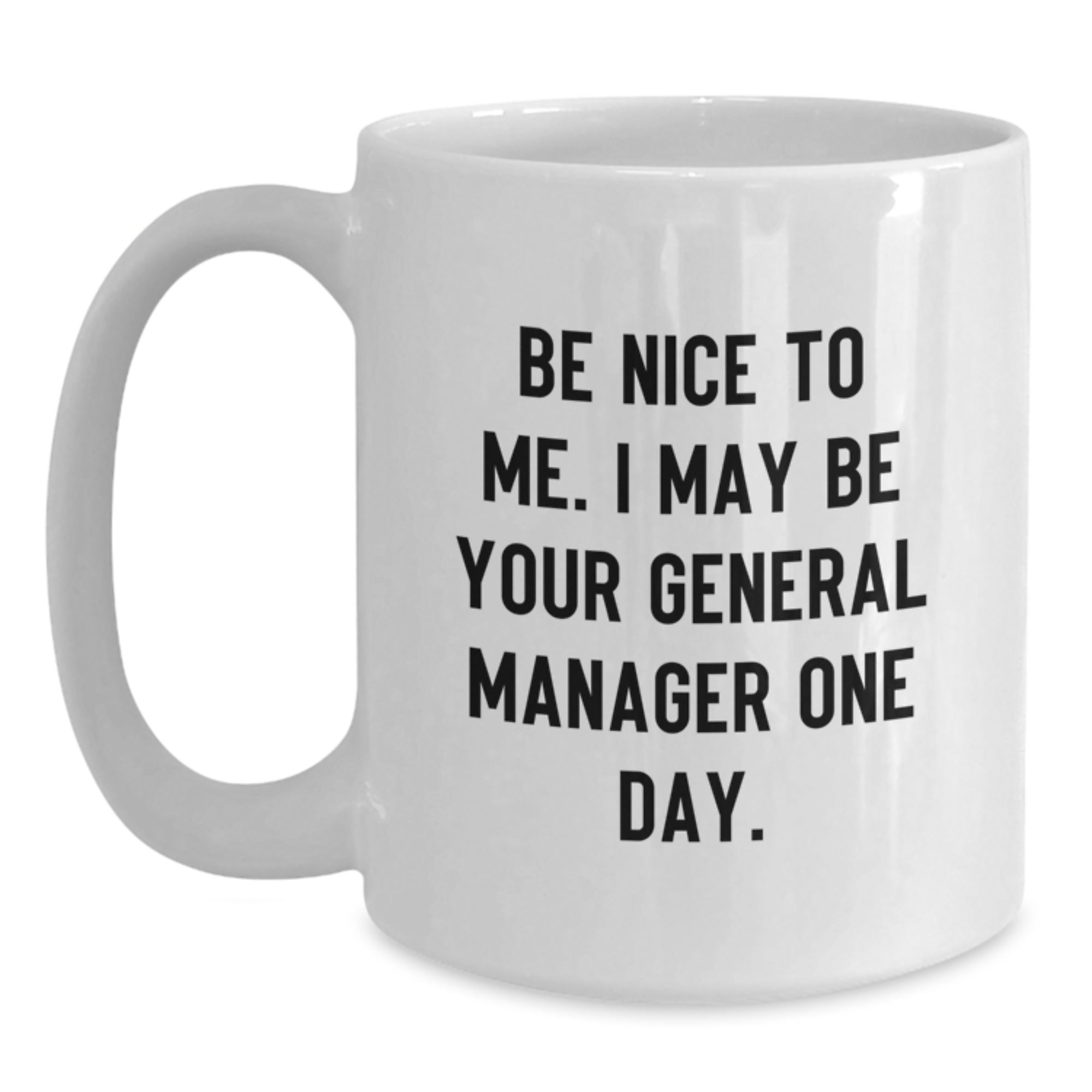 Funny General Manager Gifts from Friends Unique White Coffee Mugs Be Nice To Me I May Be Your General Manager One Day for Graduation - Main