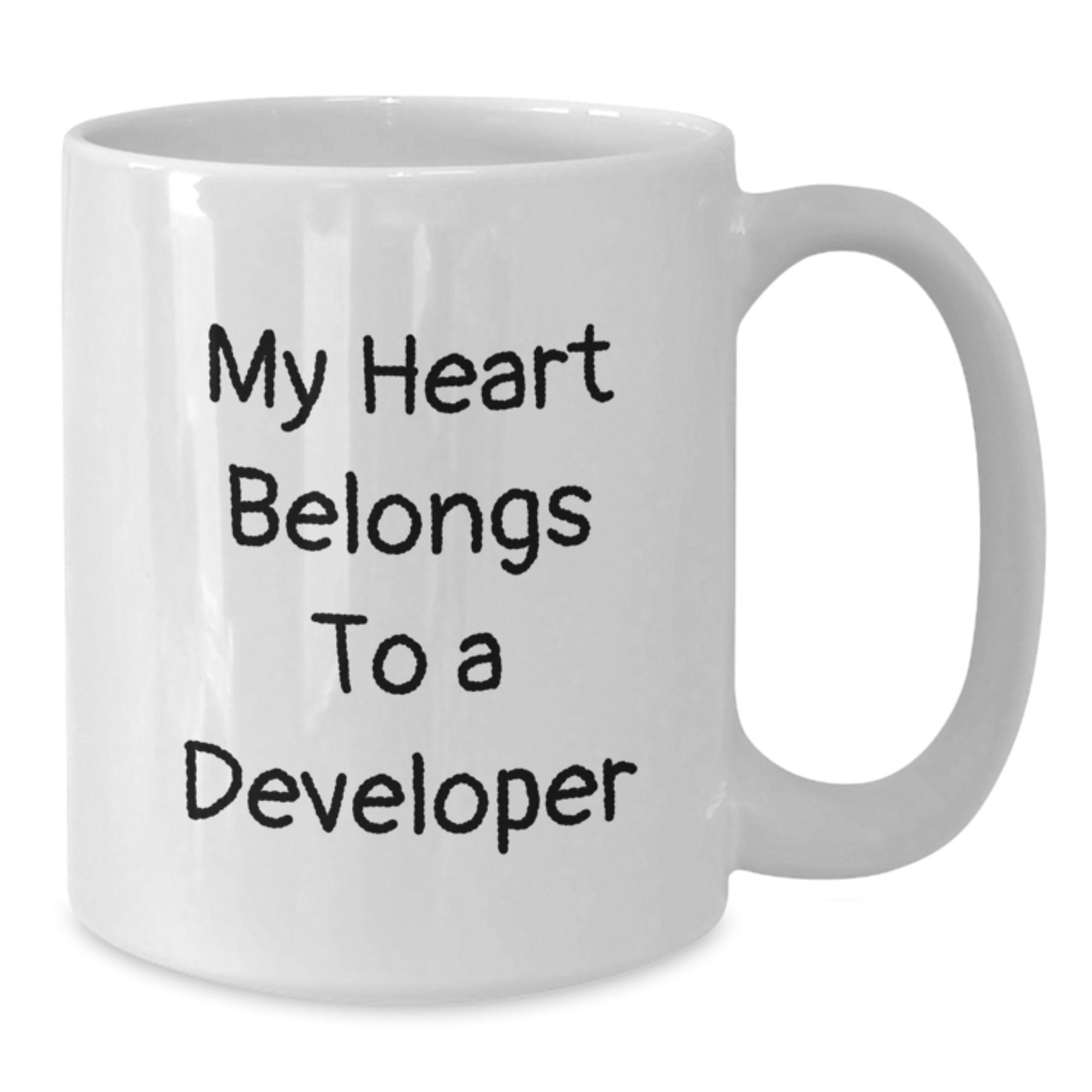 Funny Developer White Coffee Mug, My Heart Belongs To A Developer, Gifts from Friends, Gifts for Developer, Birthday Unique Gifts - Additional