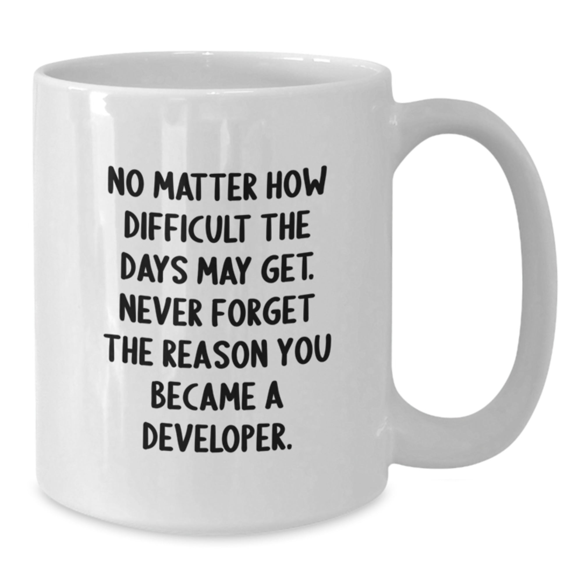 Developer White Coffee Mug - Graduation Unique Gifts from Friends to Men Developers - No Matter How Difficult The Days May Get. Never Forget The Reason You Became A Developer. - Additional