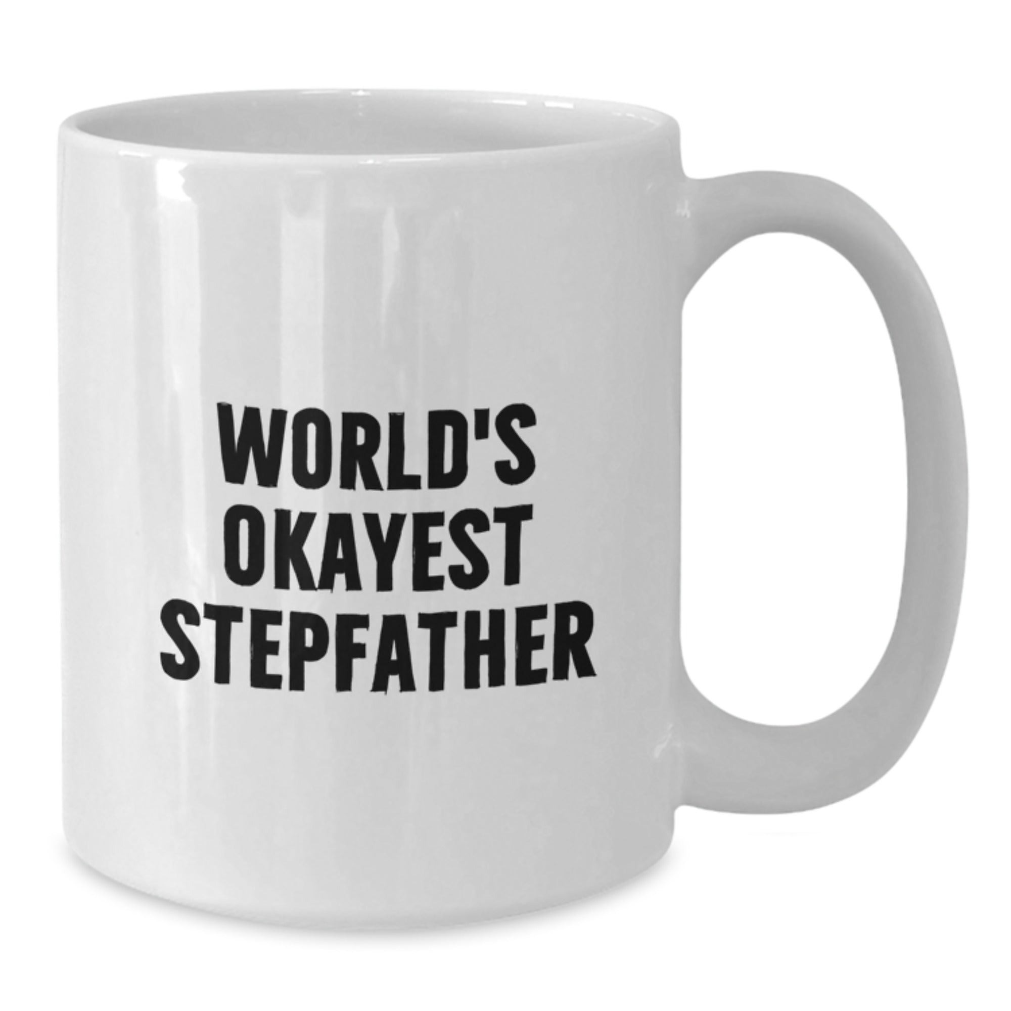 Funny Stepfather Gifts for Men, White Coffee Mugs from Family, Christmas Unique Items with 'World's Okayest Stepfather' Quote - Additional