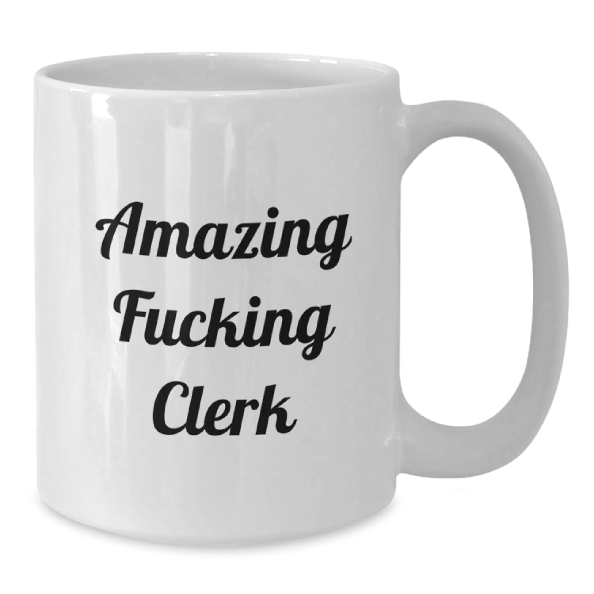 Funny Clerk Gifts for Him, White Coffee Mug, Amazing 'F--king Clerk' Quote, Christmas Unique Gifts from Friends, Office Desk Mug - Additional
