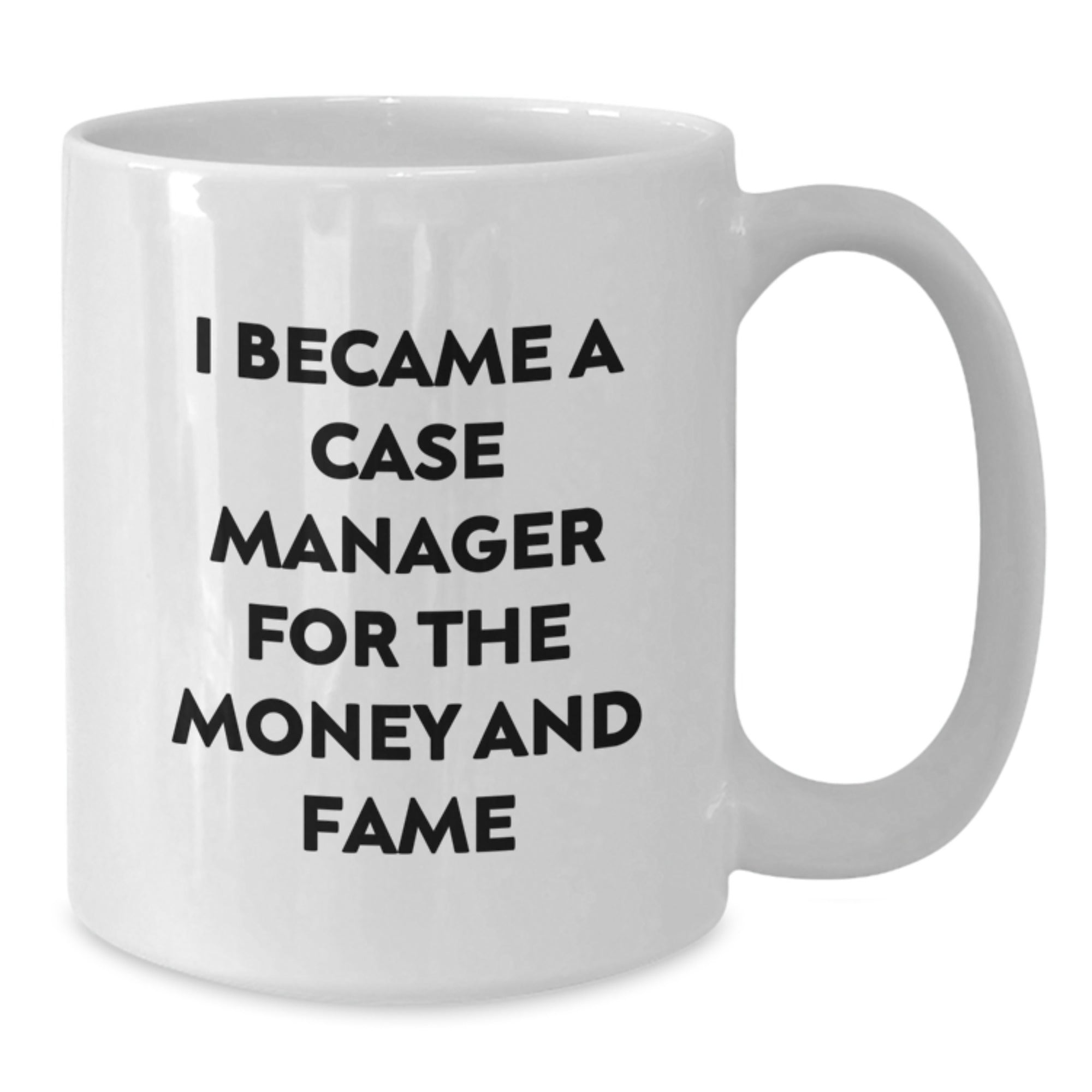 Funny Case Manager Gifts For Men, Unique White Coffee Mugs Christmas Memorable Presents From Friends, 'I Became A Case Manager For The Money And Fame' Quote - Additional
