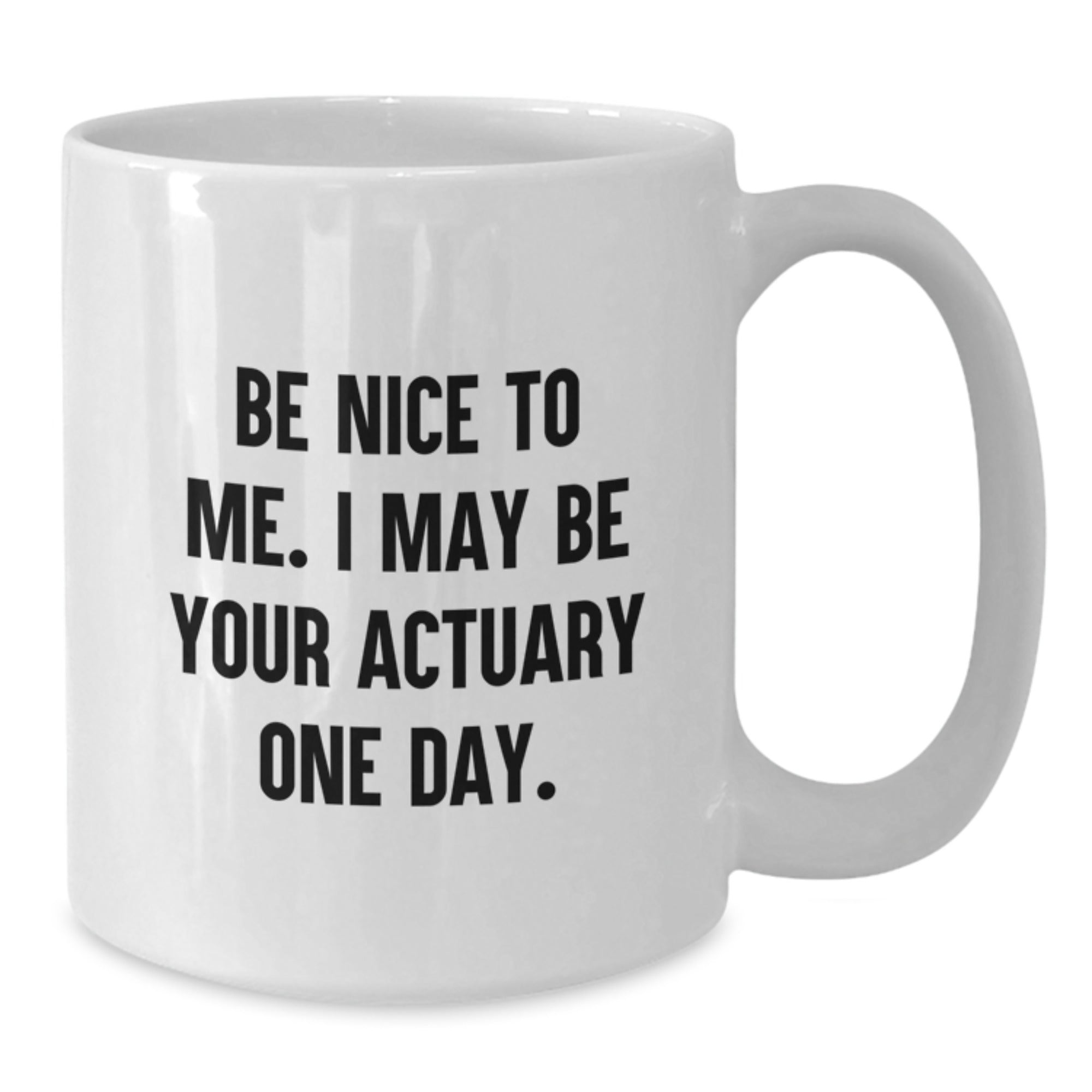 Funny Actuary Gifts for Men, Gifts from Family, White Coffee Mugs for Actuary Friends, Be Nice To Me. I May Be Your Actuary One Day. - Additional