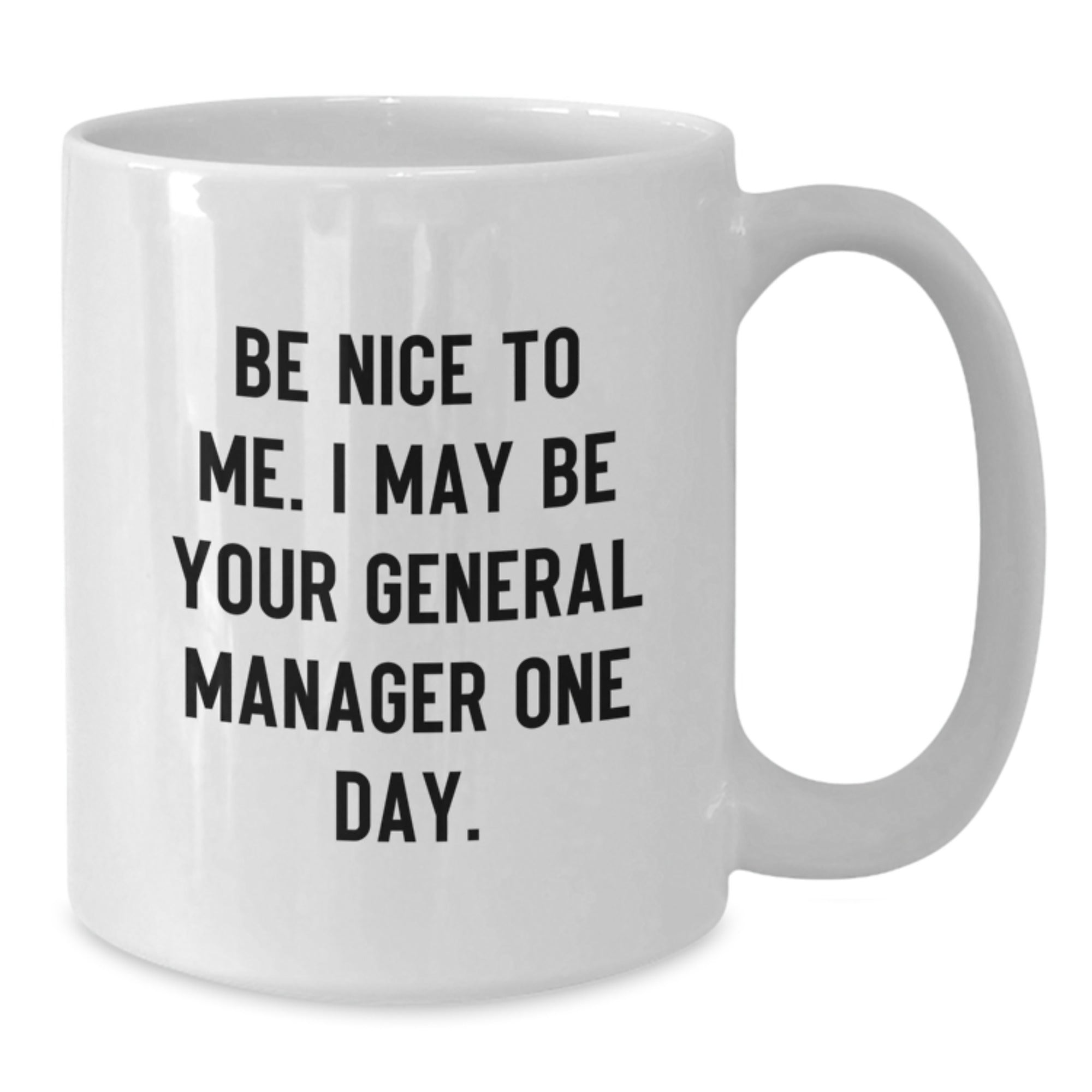 Funny General Manager Gifts from Friends Unique White Coffee Mugs Be Nice To Me I May Be Your General Manager One Day for Graduation - Additional