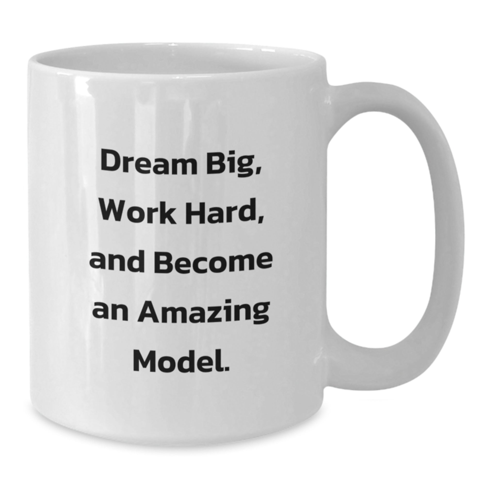 Funny Model Gifts from Friends, White Coffee Mugs for Men with Inspirational Quotes, Dream Big and Work Hard, Christmas Unique Presents - Additional