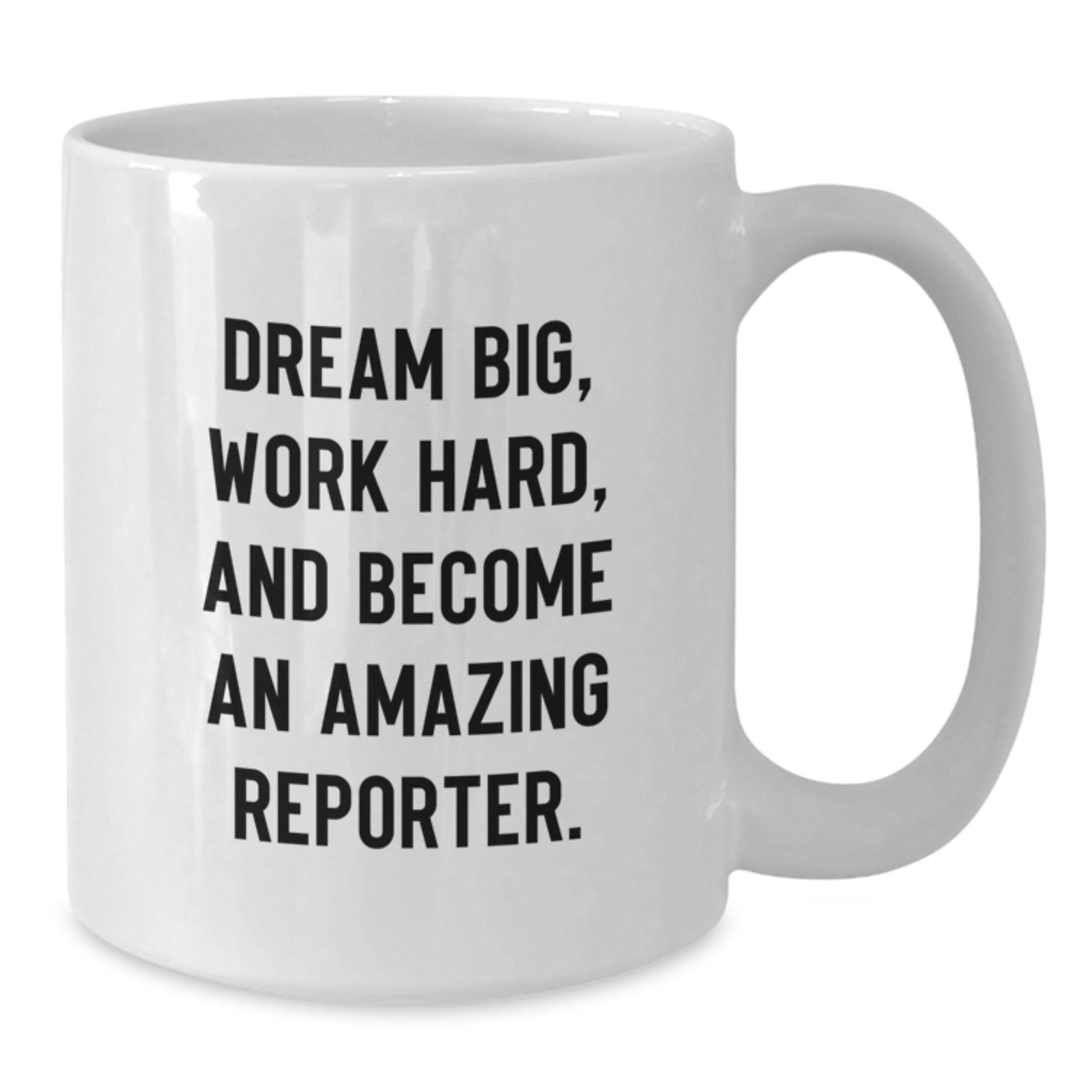 Funny Reporter Gifts from Men to Friends White Coffee Mug Dream Big, Work Hard, And Become An Amazing Reporter Christmas Unique Gifts - Additional