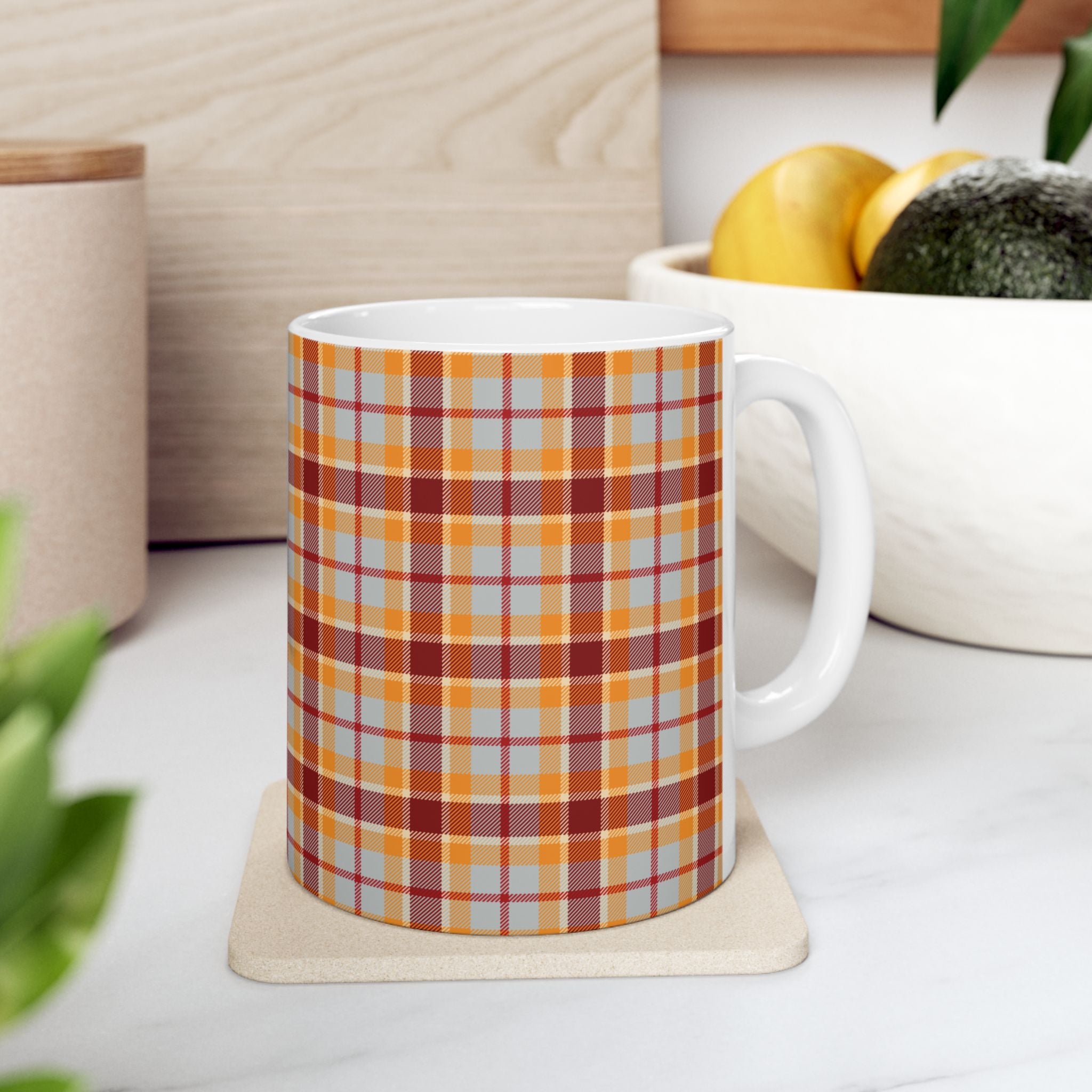 Holiday Plaid Ceramic Mug - Cozy and Stylish Drinkware for Every Occasion