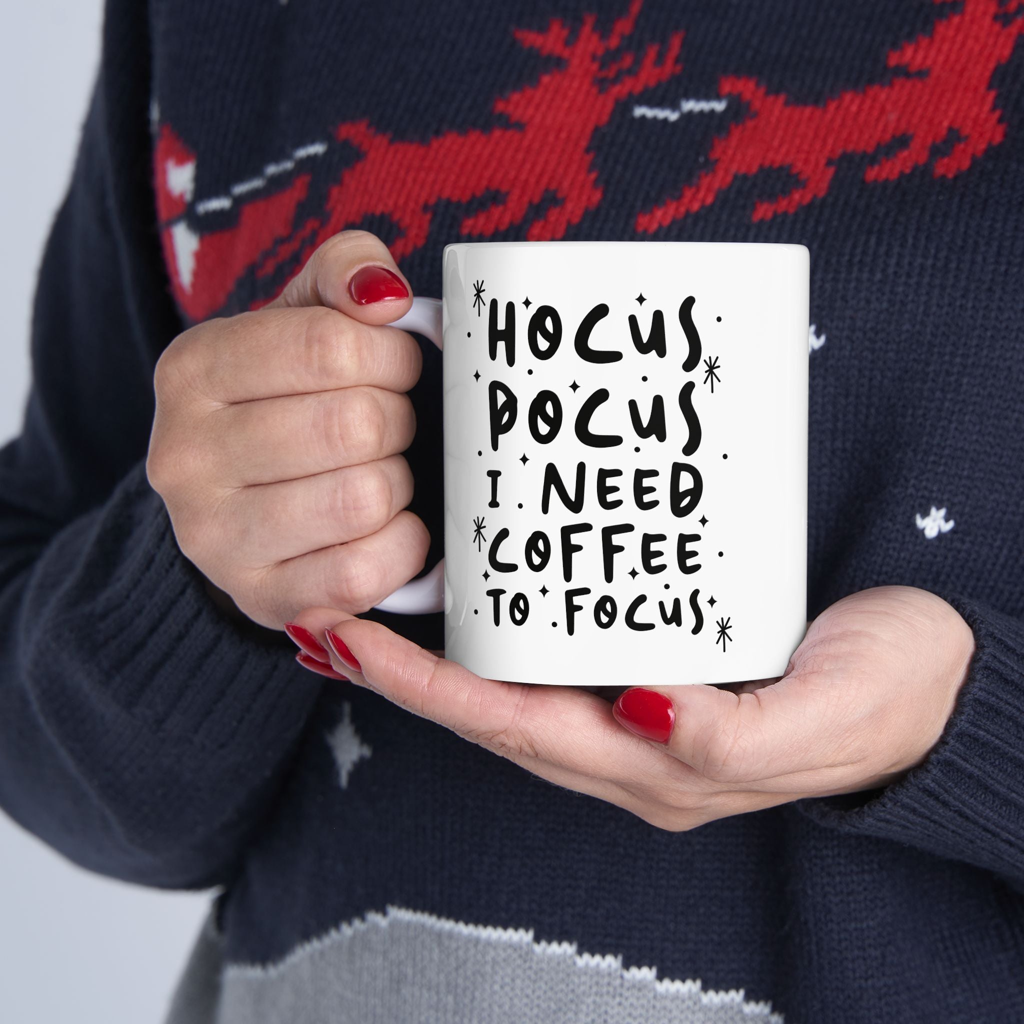 Funny Magical Coffee Mug – “Hocus Pocus I Need Coffee To Focus” (11oz Ceramic)