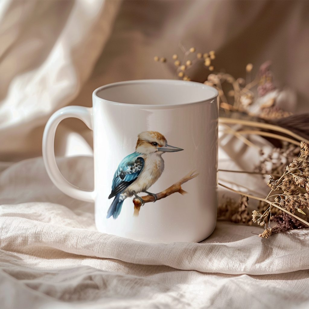 Bird Watching Mug, Kookaburra Song Bird Mug, 11oz or 15oz White Ceramic Coffee Mug Gift for Bird Watchers